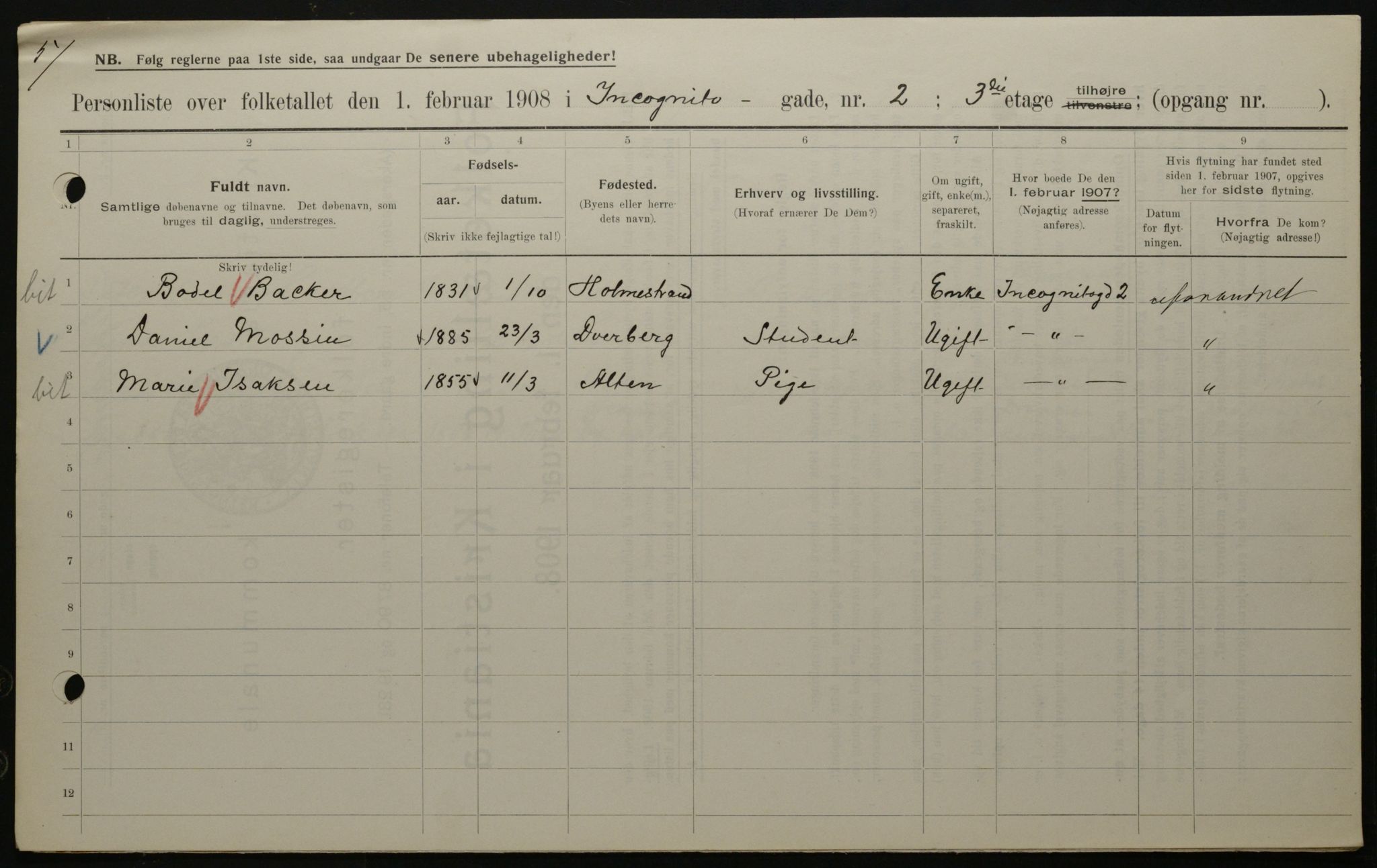 OBA, Municipal Census 1908 for Kristiania, 1908, p. 39504