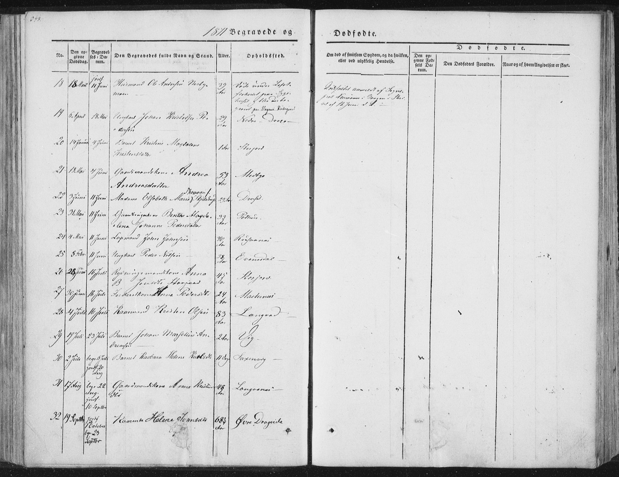 Ministerialprotokoller, klokkerbøker og fødselsregistre - Nordland, SAT/A-1459/847/L0667: Parish register (official) no. 847A07, 1842-1871, p. 343