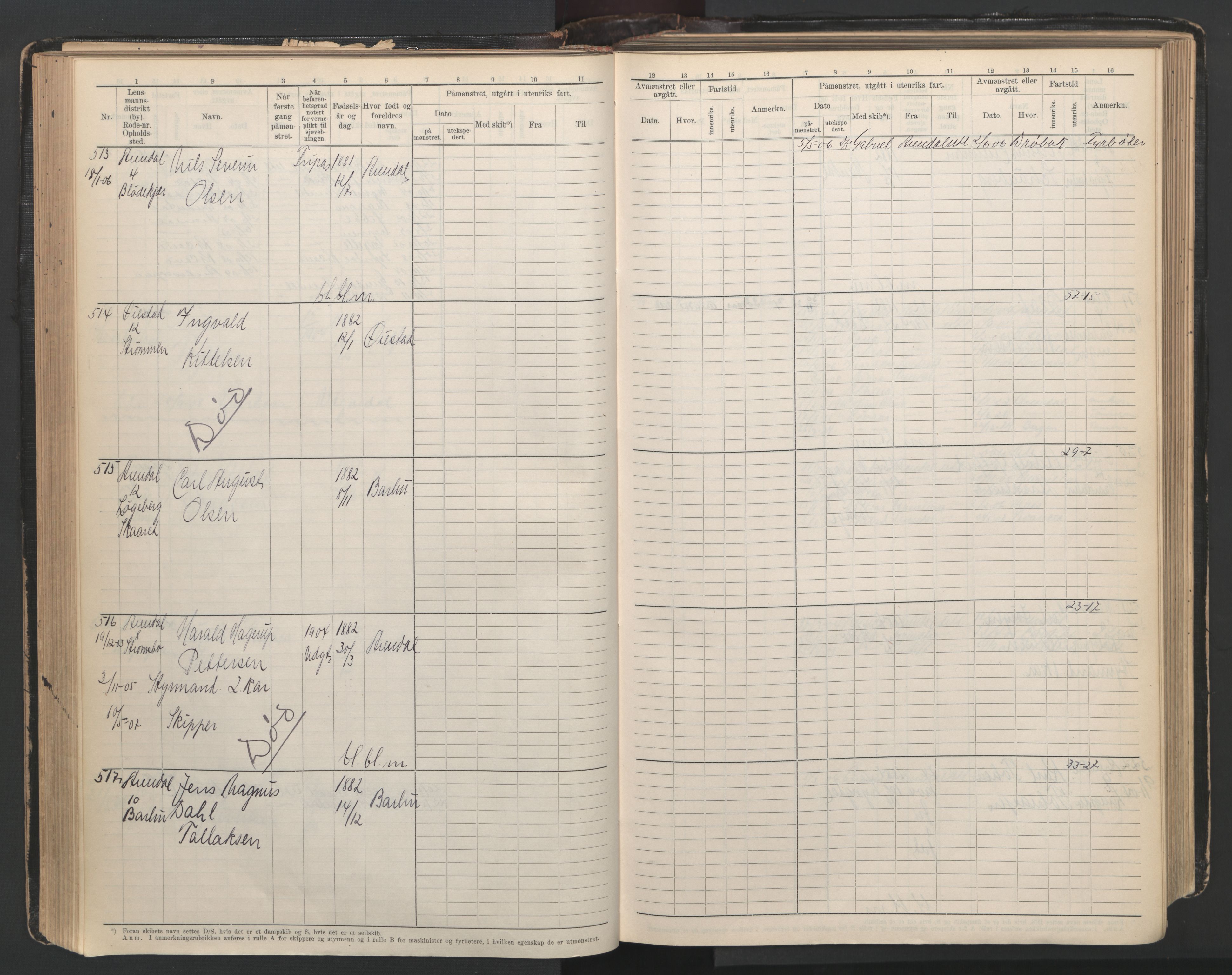 Arendal mønstringskrets, AV/SAK-2031-0012/F/Fb/L0003: Hovedrulle A nr 1-2495, E-4, 1899-1949, p. 108