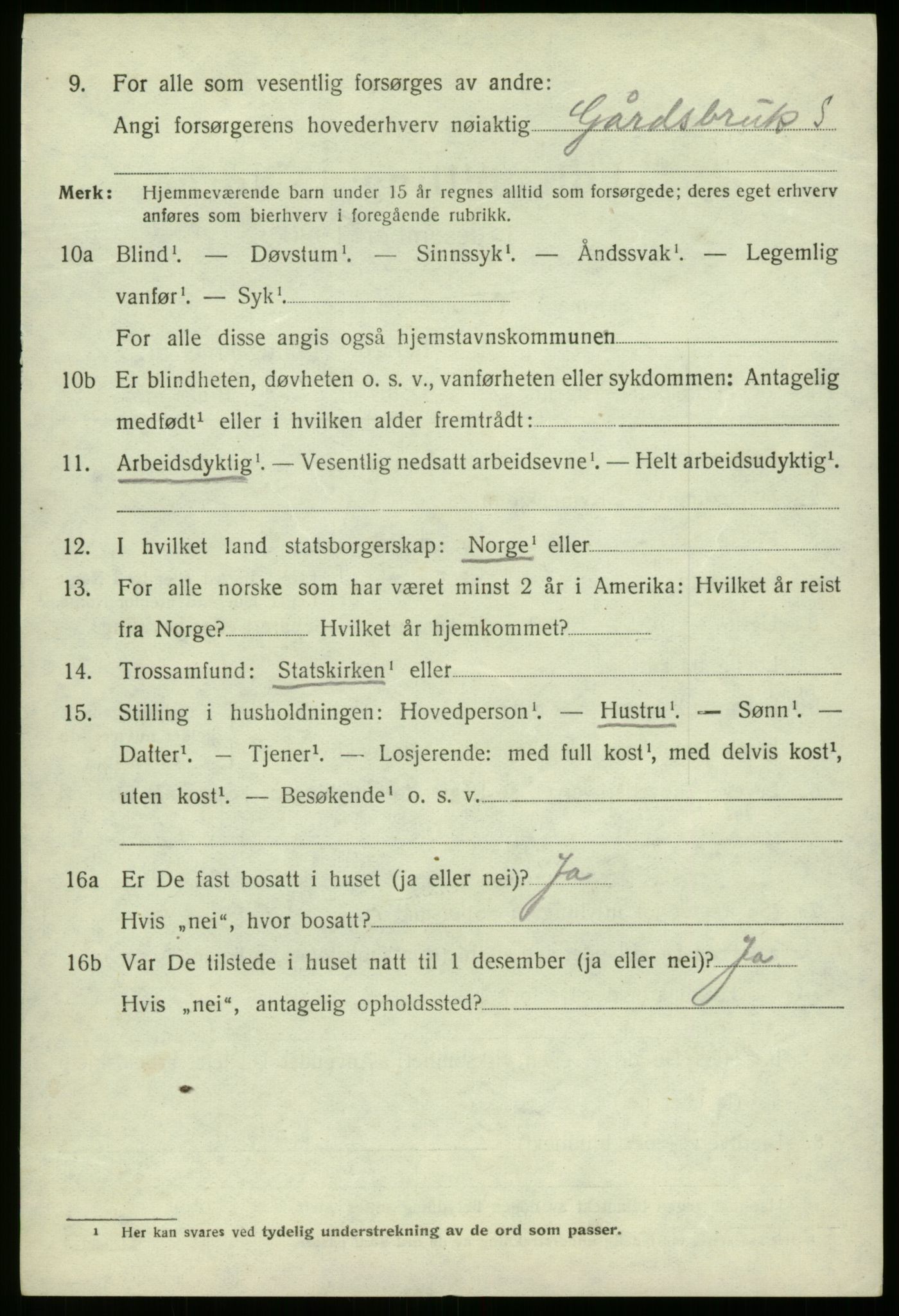 SAB, 1920 census for Selje, 1920, p. 7182