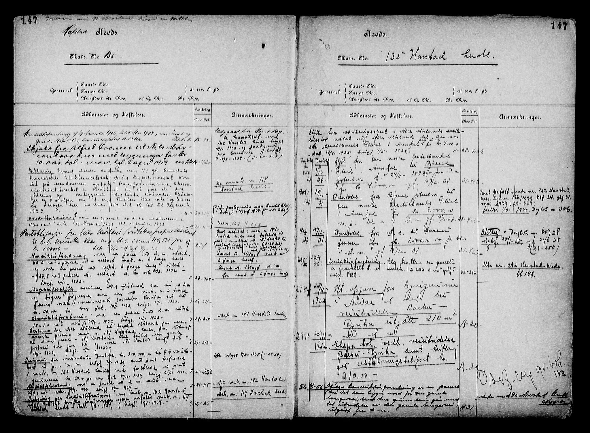 Arendal byfogd, AV/SAK-1222-0001/G/Ga/L0015: Mortgage register no. 13, 1860-1960, p. 147