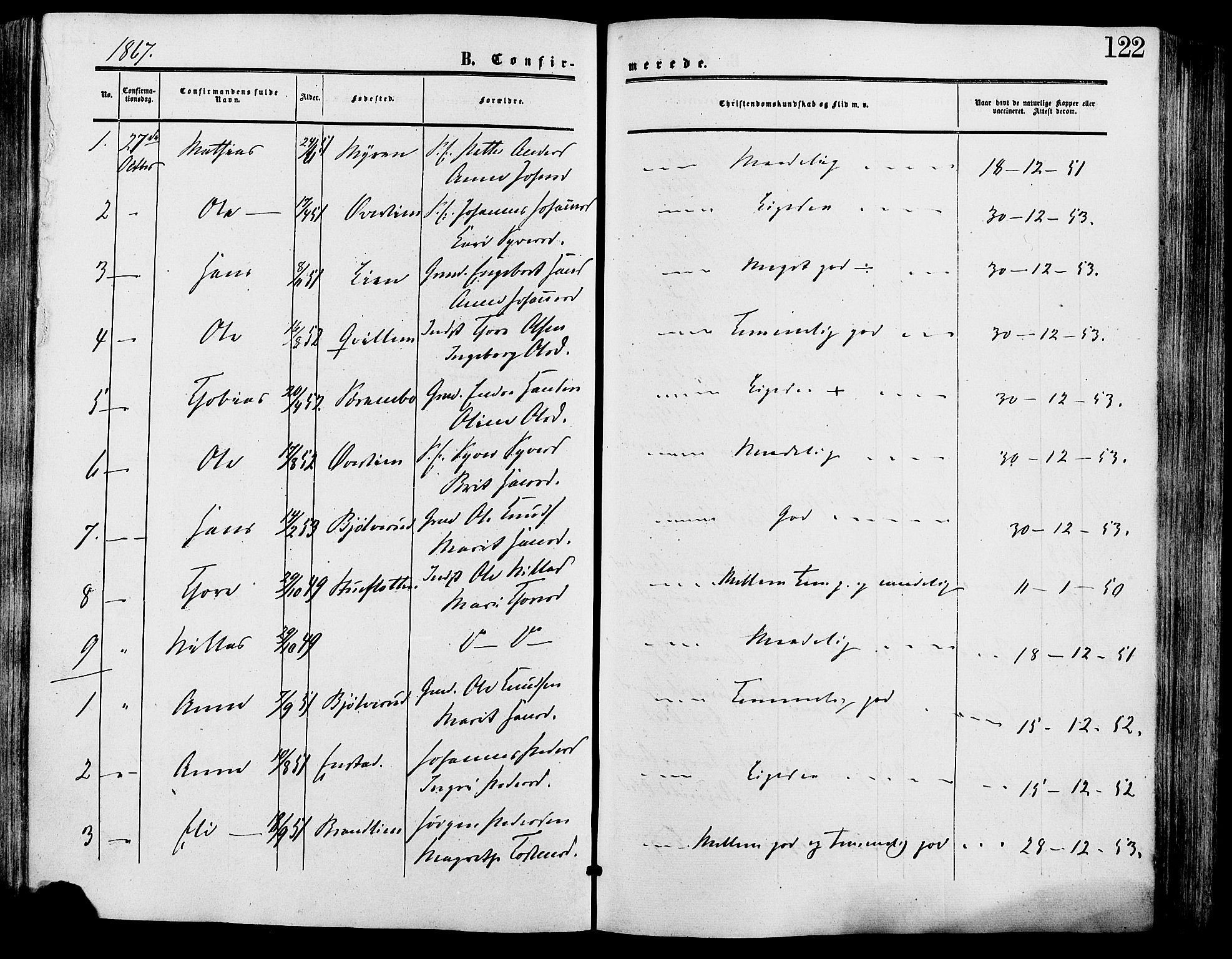 Lesja prestekontor, SAH/PREST-068/H/Ha/Haa/L0009: Parish register (official) no. 9, 1854-1889, p. 122