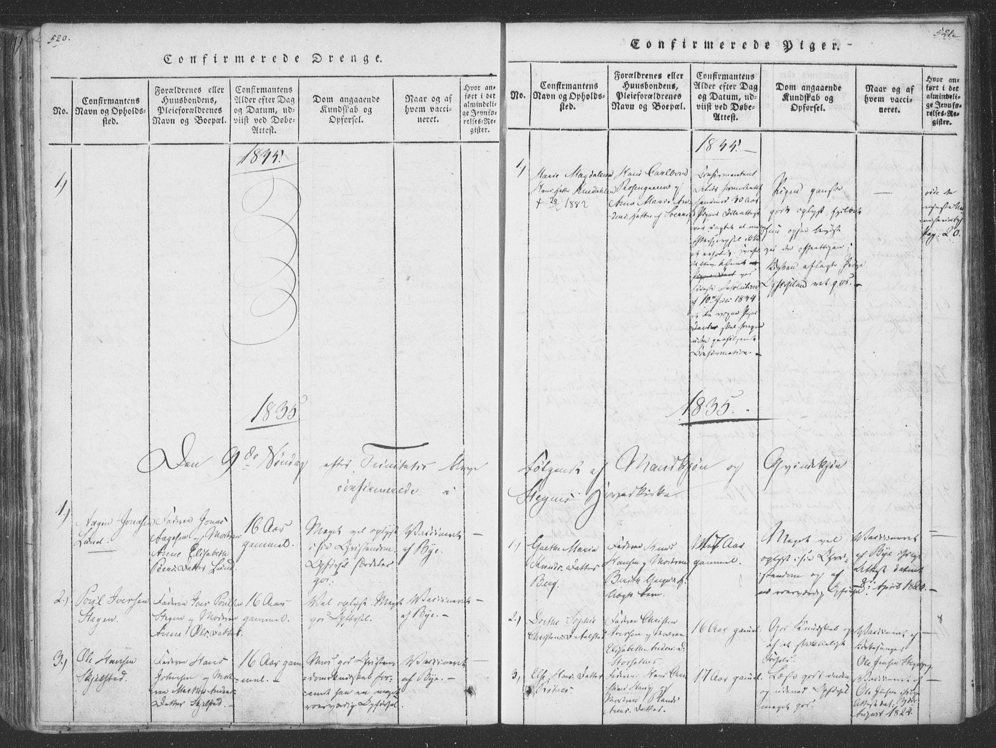 Ministerialprotokoller, klokkerbøker og fødselsregistre - Nordland, SAT/A-1459/855/L0798: Parish register (official) no. 855A06, 1821-1835, p. 520-521