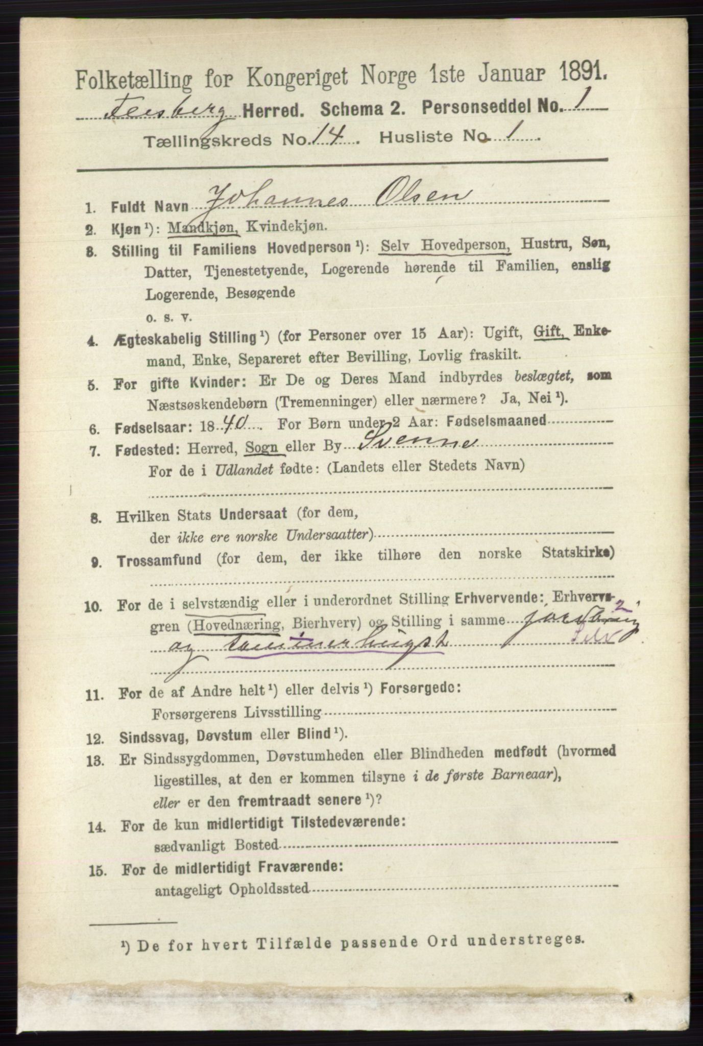 RA, 1891 census for 0631 Flesberg, 1891, p. 2457