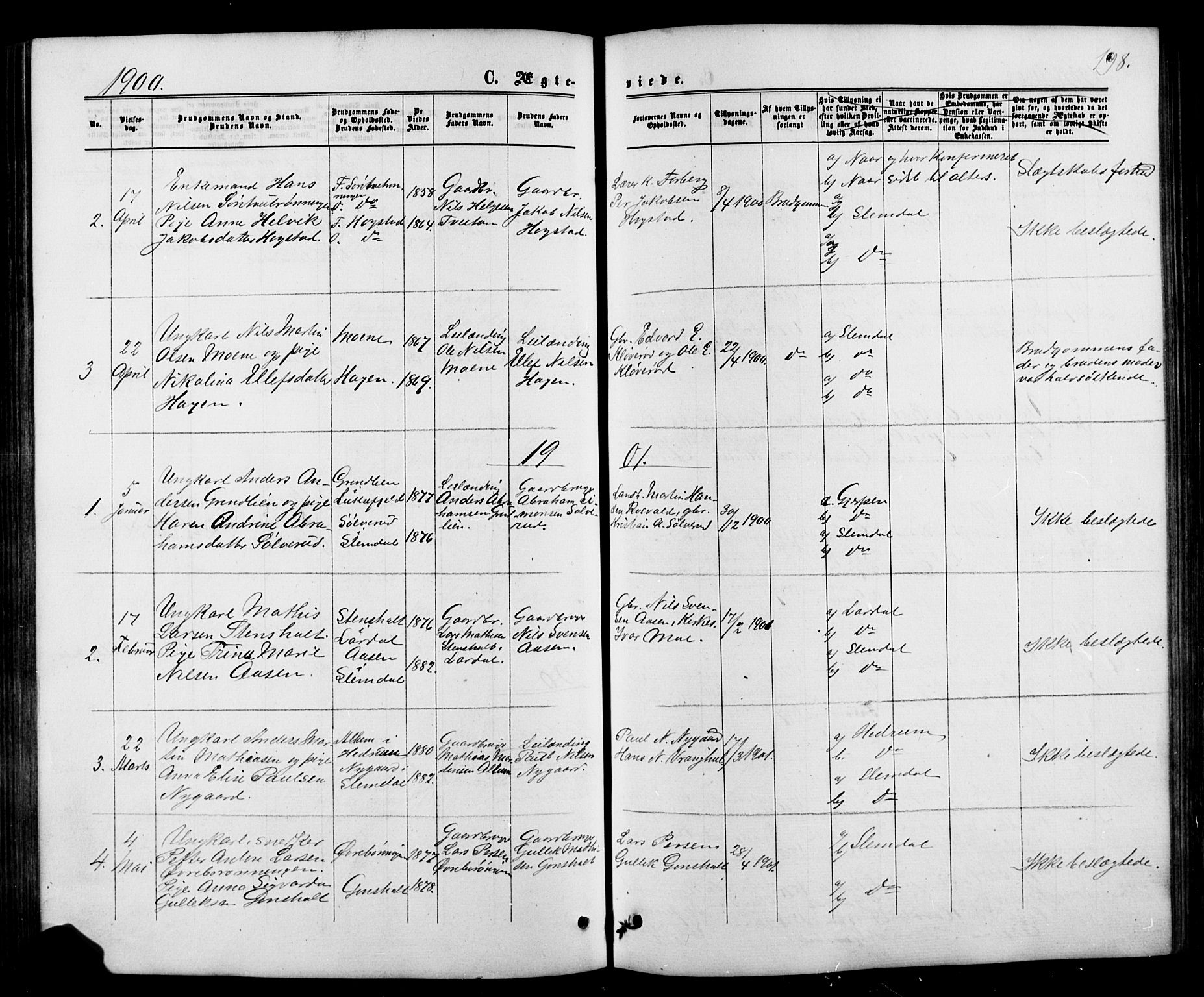 Siljan kirkebøker, SAKO/A-300/G/Ga/L0002: Parish register (copy) no. 2, 1864-1908, p. 198