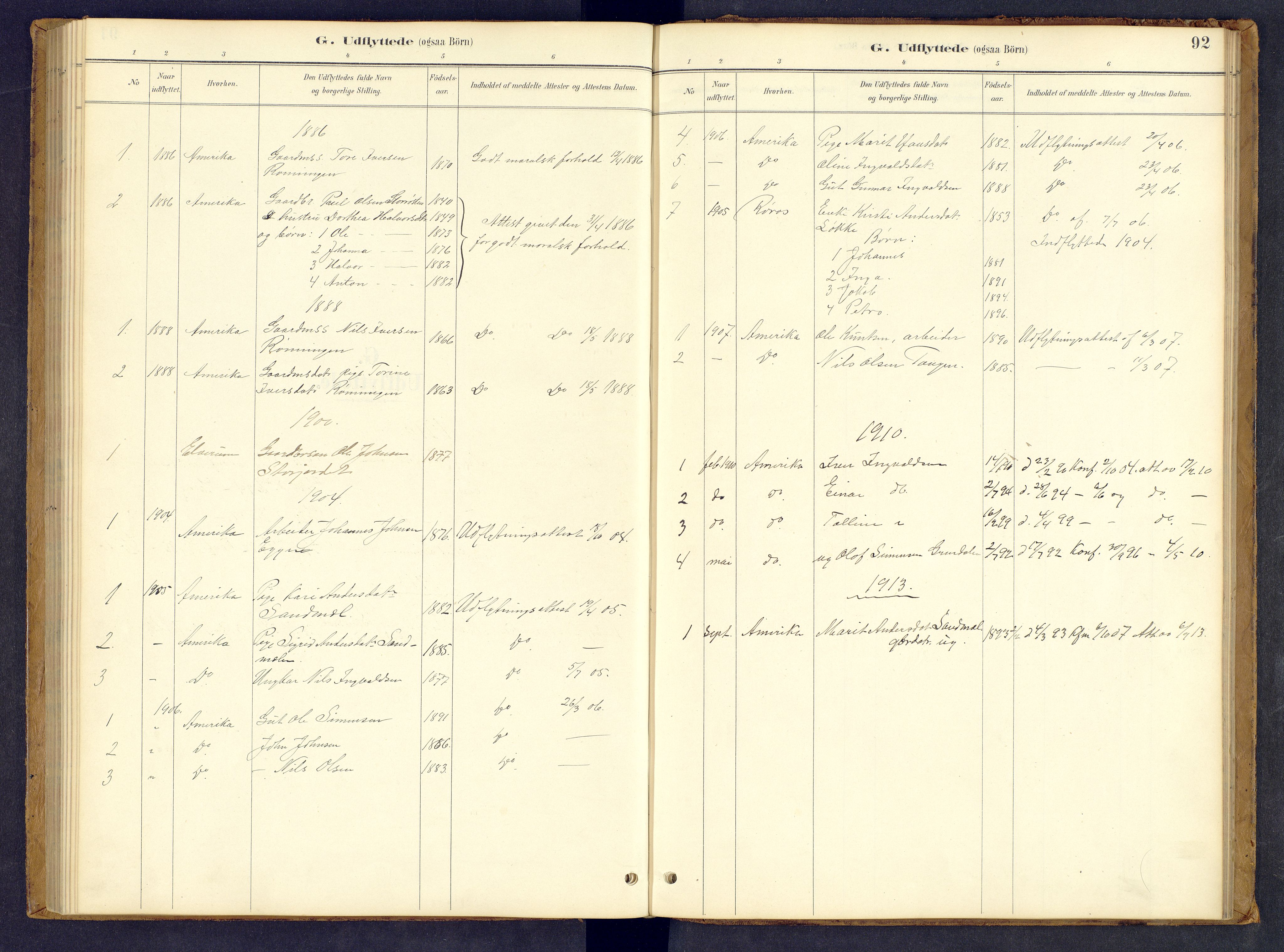 Tynset prestekontor, SAH/PREST-058/H/Ha/Hab/L0008: Parish register (copy) no. 8, 1884-1916, p. 92