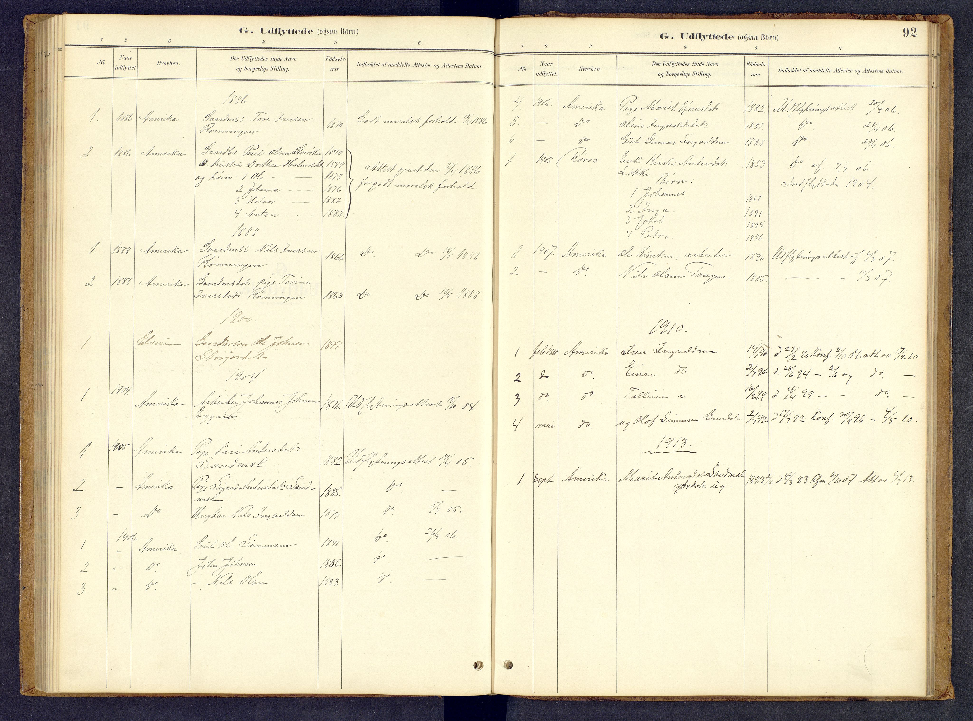 Tynset prestekontor, AV/SAH-PREST-058/H/Ha/Hab/L0008: Parish register (copy) no. 8, 1884-1916, p. 92