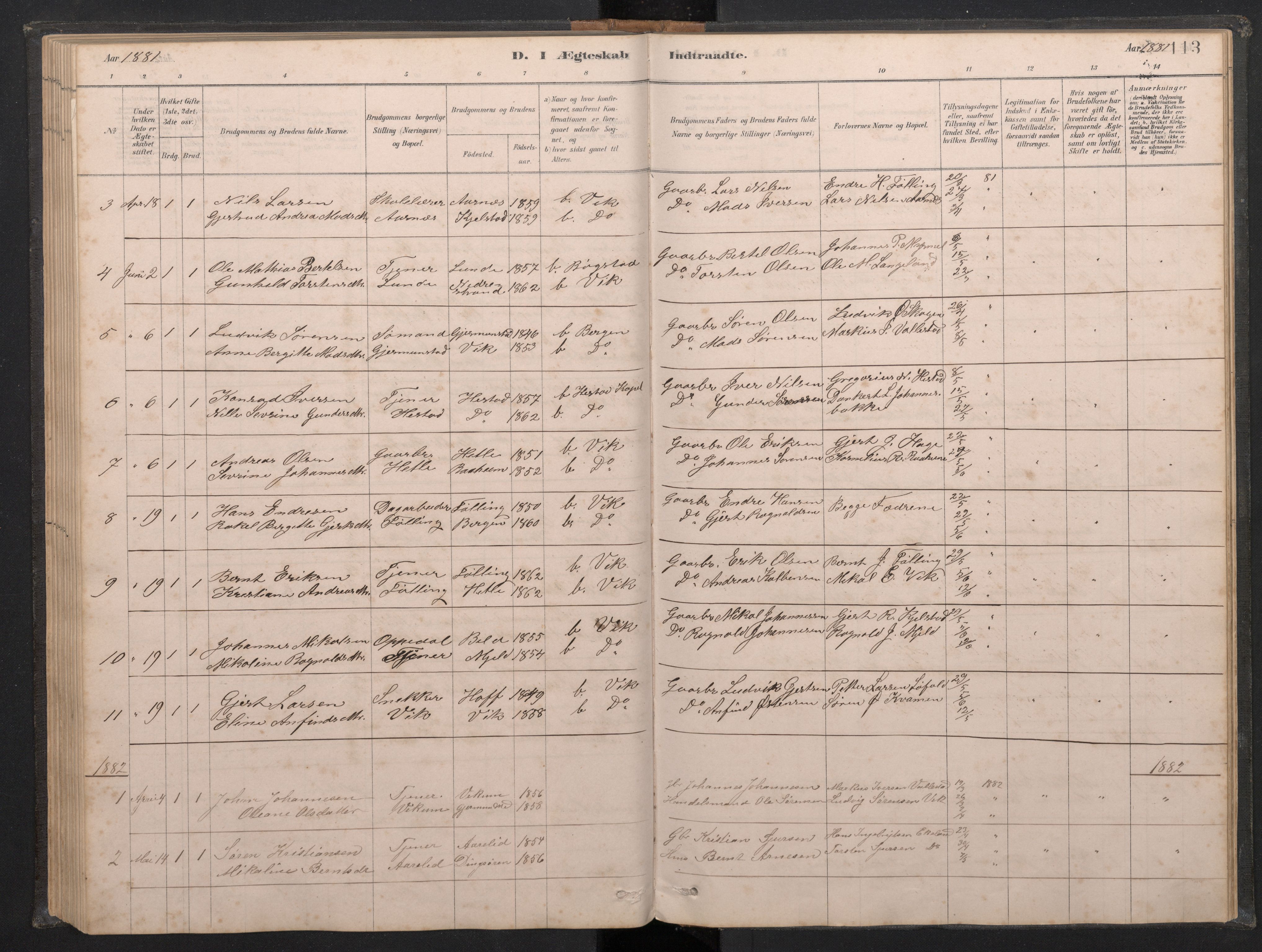 Gaular sokneprestembete, SAB/A-80001/H/Hab: Parish register (copy) no. C 3, 1878-1897, p. 112b-113a