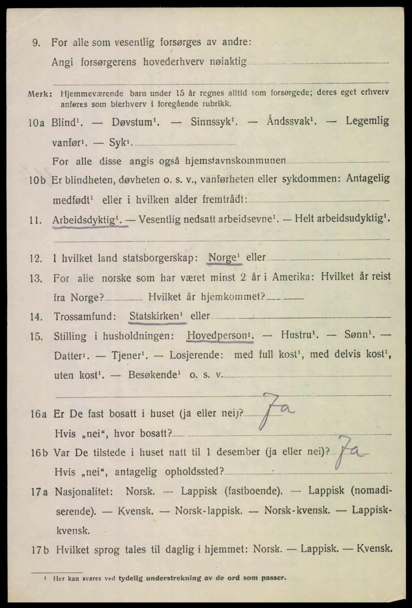 SAT, 1920 census for Gimsøy, 1920, p. 3552