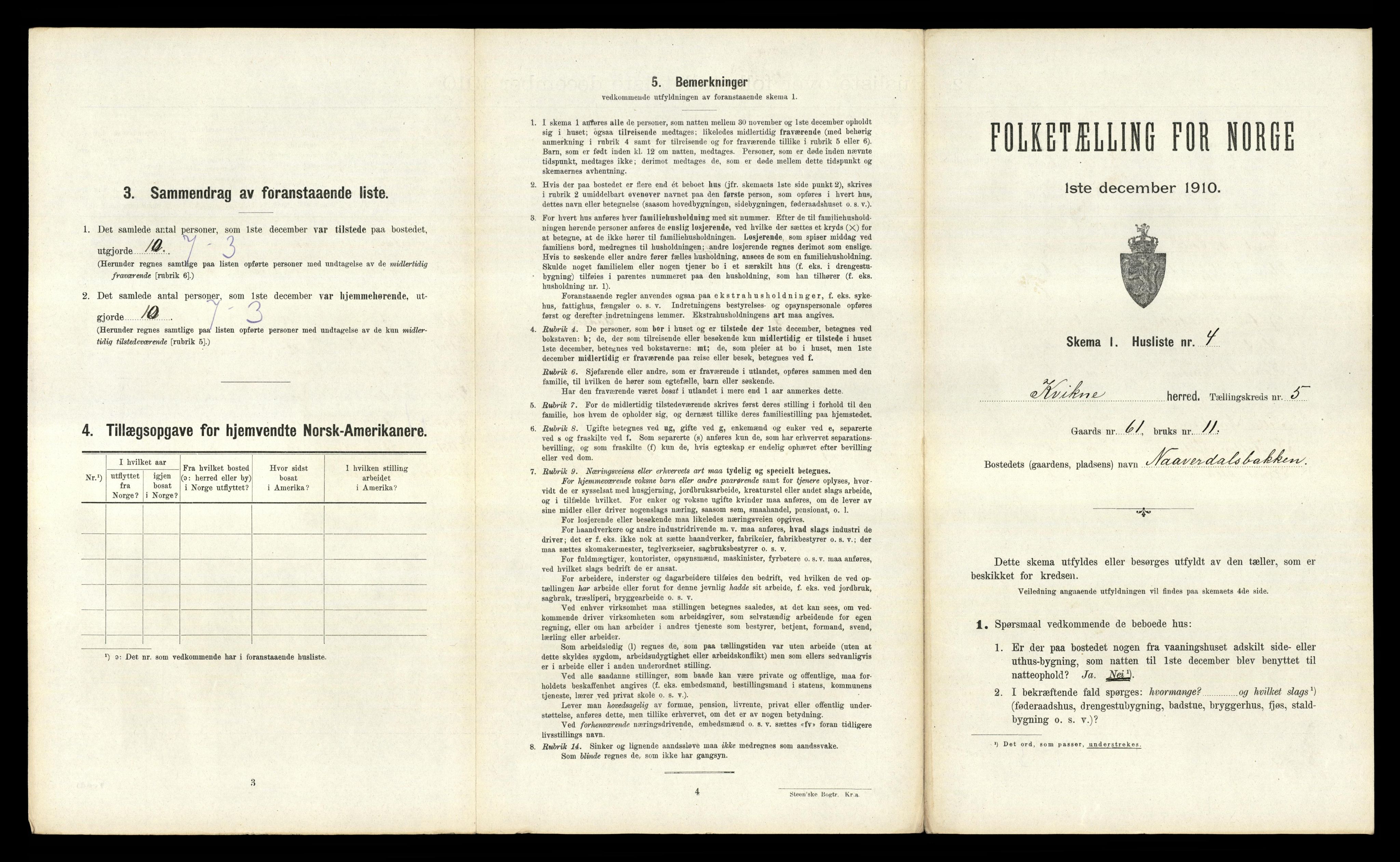 RA, 1910 census for Kvikne, 1910, p. 345