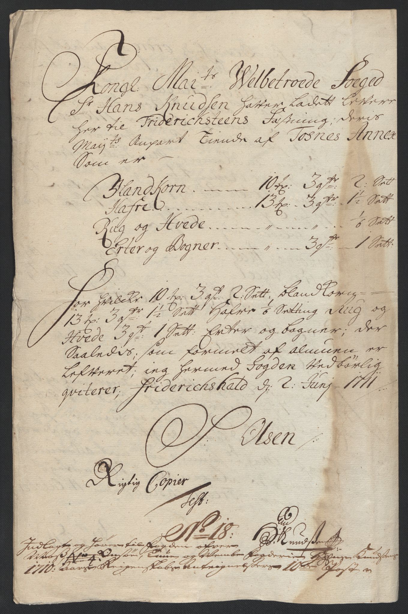 Rentekammeret inntil 1814, Reviderte regnskaper, Fogderegnskap, AV/RA-EA-4092/R04/L0135: Fogderegnskap Moss, Onsøy, Tune, Veme og Åbygge, 1709-1710, p. 512