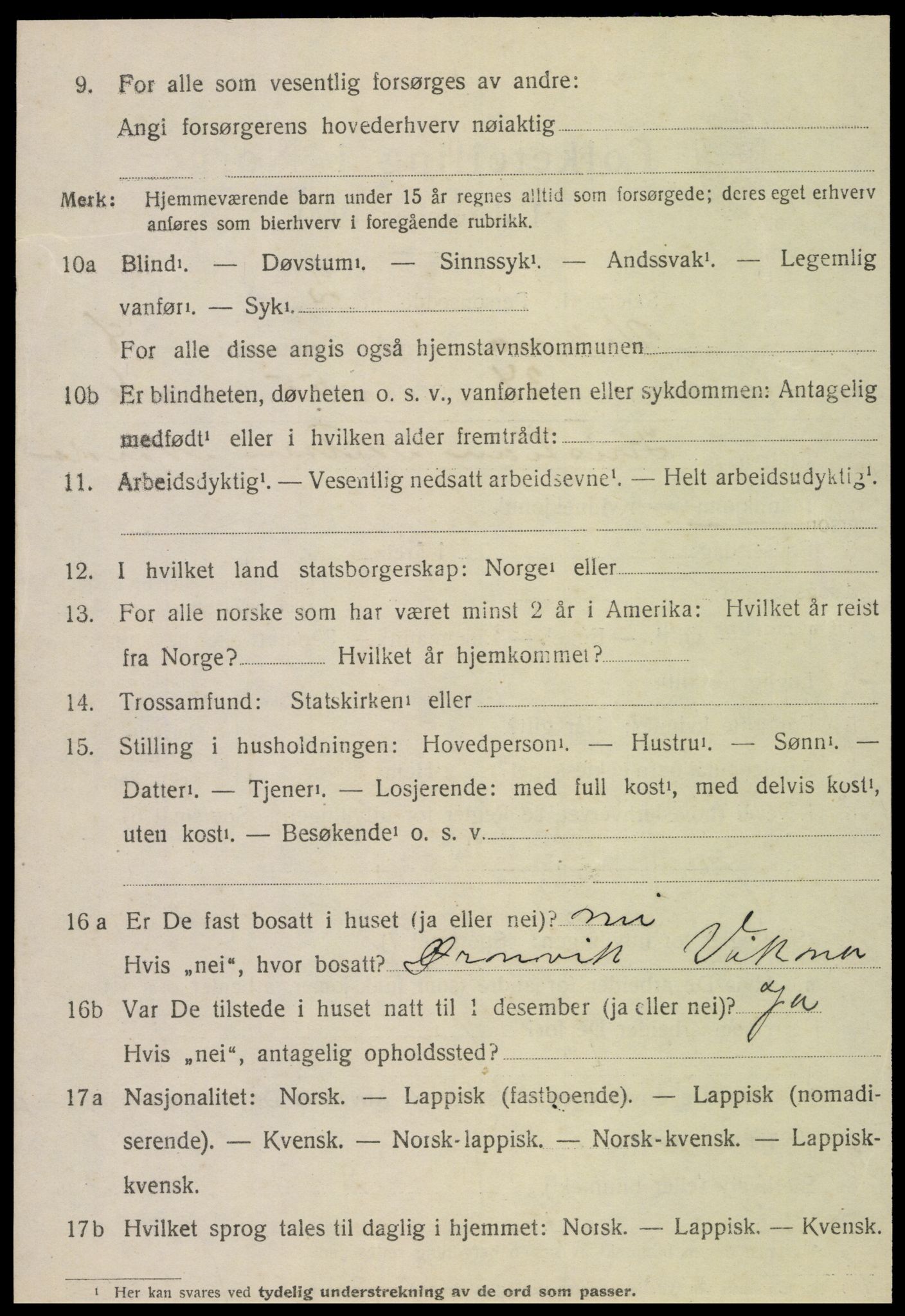 SAT, 1920 census for Vikna, 1920, p. 6440