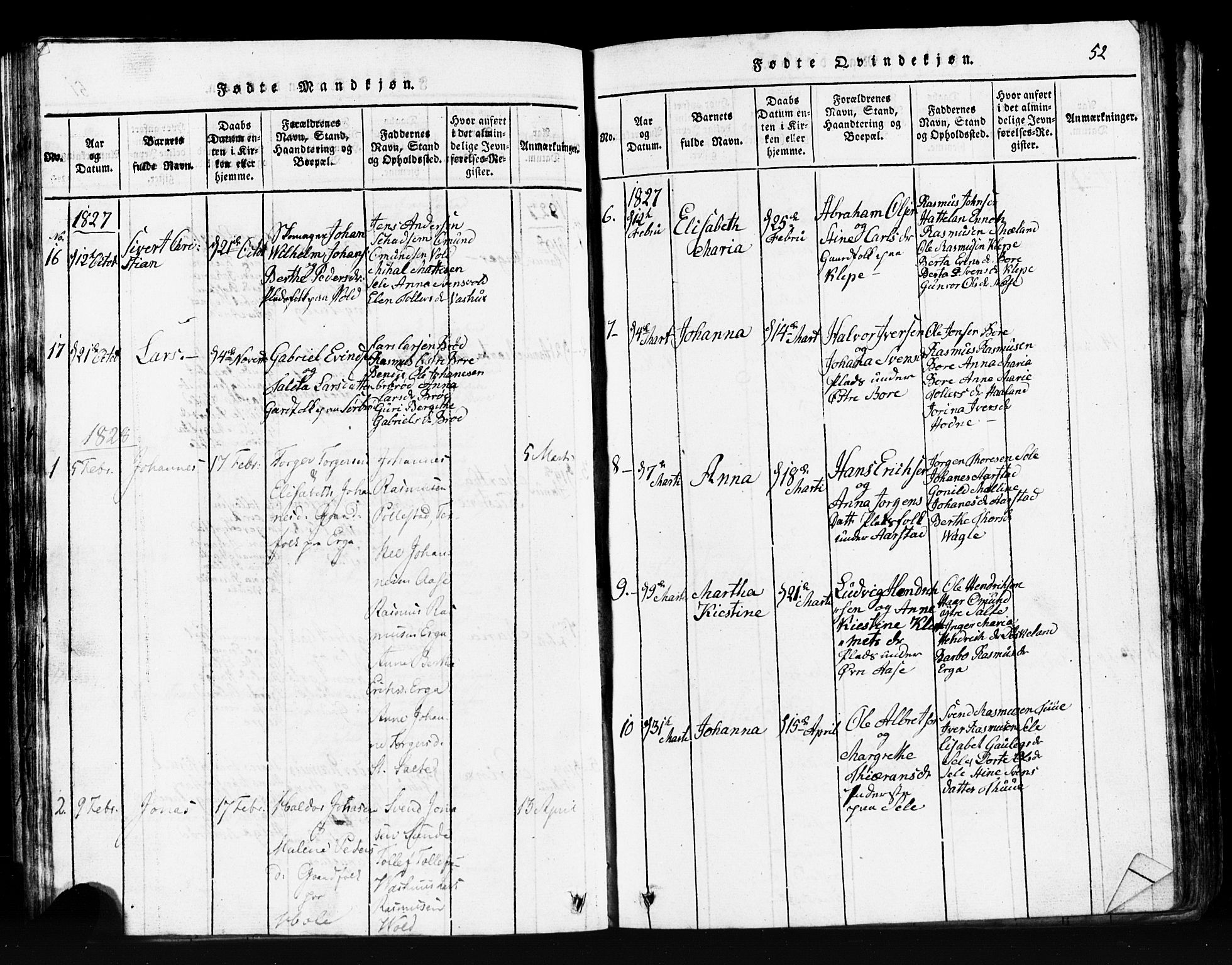 Klepp sokneprestkontor, SAST/A-101803/001/3/30BB/L0001: Parish register (copy) no.  B 1, 1816-1859, p. 52