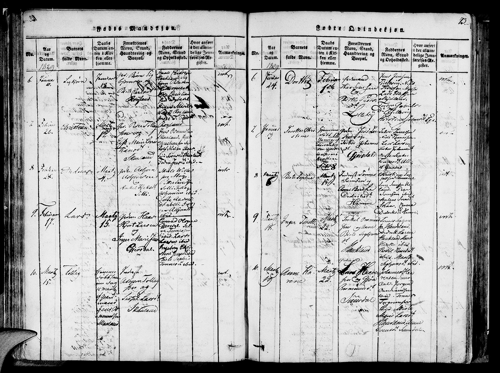 Lund sokneprestkontor, AV/SAST-A-101809/S06/L0005: Parish register (official) no. A 5, 1815-1833, p. 73