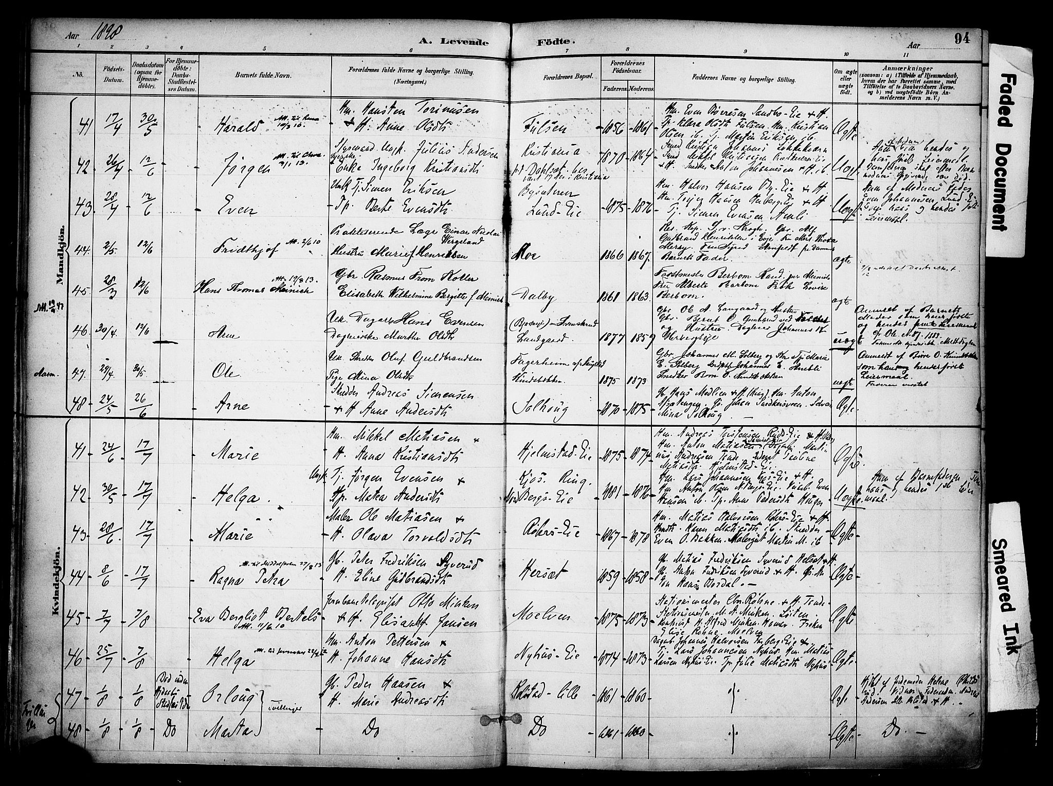 Ringsaker prestekontor, AV/SAH-PREST-014/K/Ka/L0017: Parish register (official) no. 17, 1891-1902, p. 94