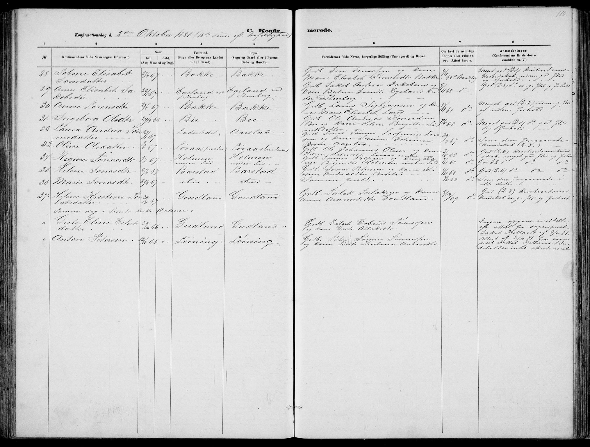 Sokndal sokneprestkontor, AV/SAST-A-101808: Parish register (copy) no. B 4, 1880-1891, p. 110