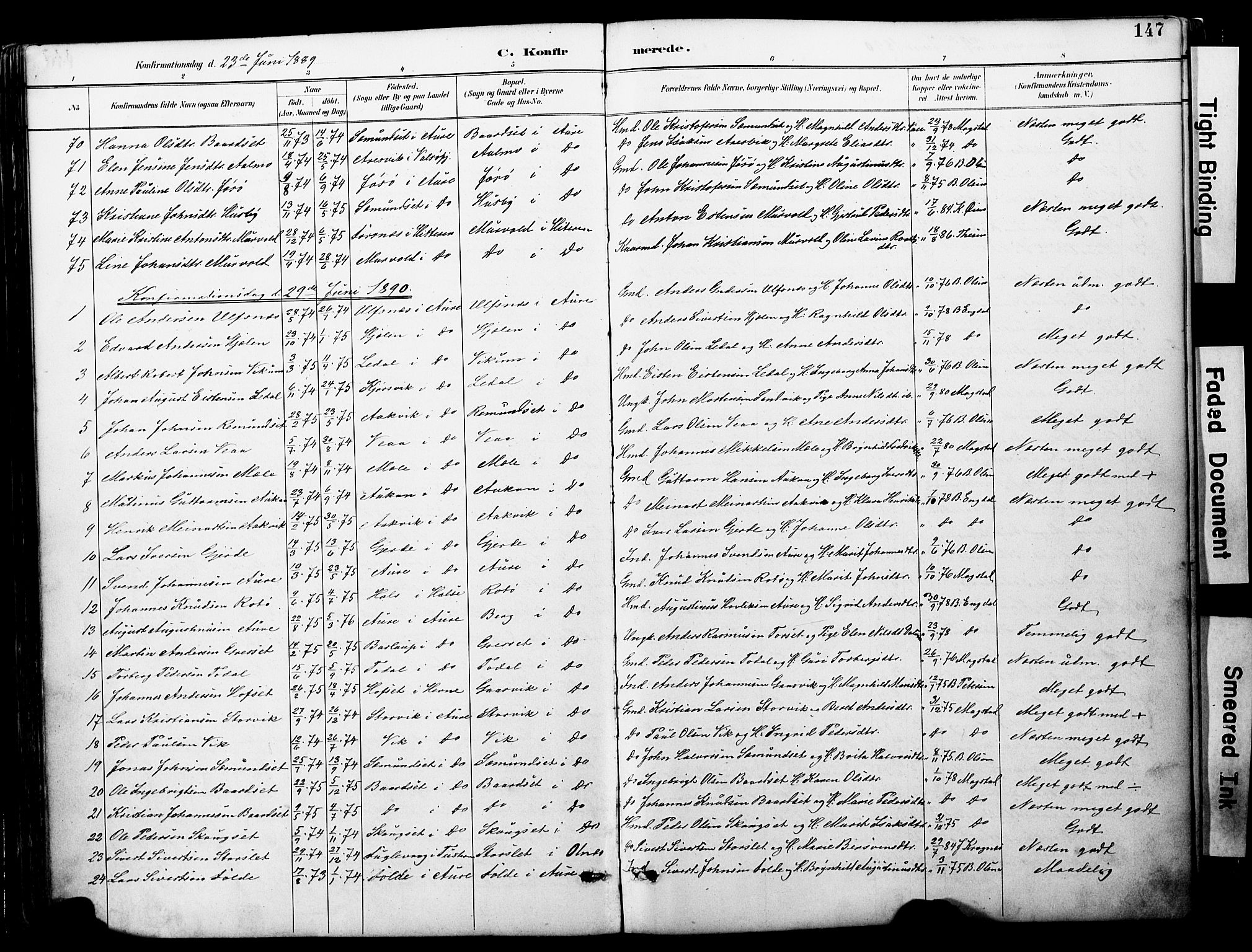 Ministerialprotokoller, klokkerbøker og fødselsregistre - Møre og Romsdal, AV/SAT-A-1454/578/L0907: Parish register (official) no. 578A06, 1887-1904, p. 147