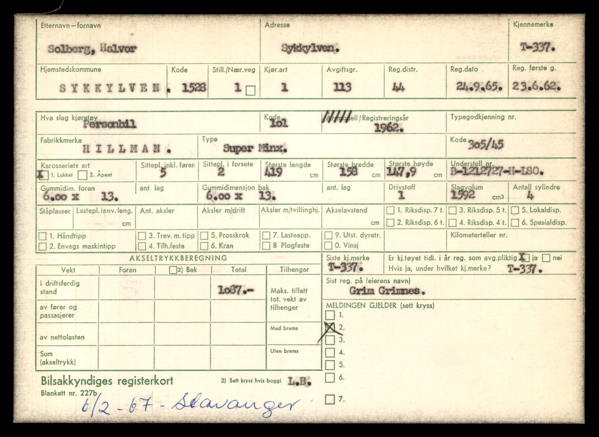 Møre og Romsdal vegkontor - Ålesund trafikkstasjon, SAT/A-4099/F/Fe/L0003: Registreringskort for kjøretøy T 232 - T 340, 1927-1998, p. 2432