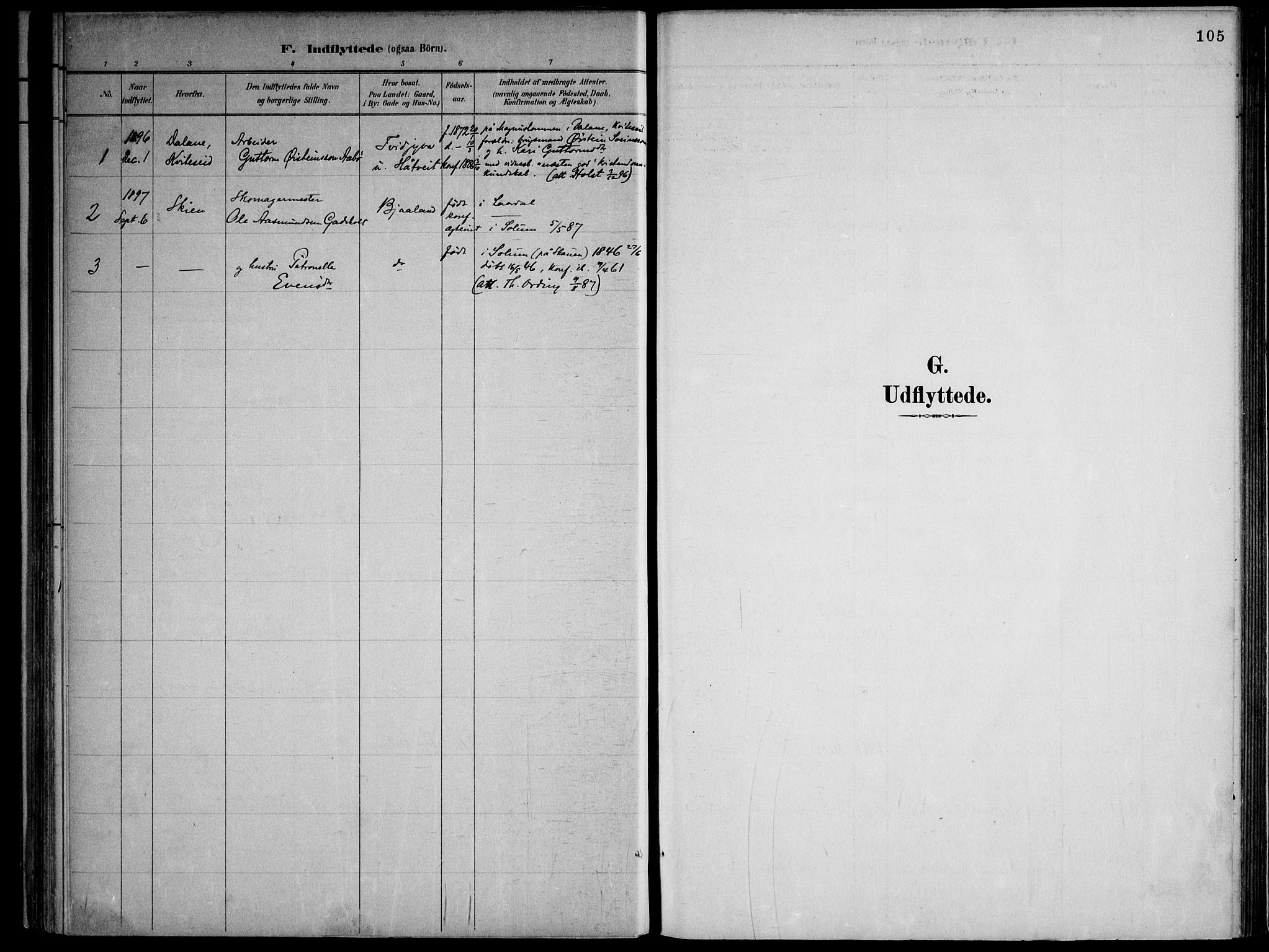 Lårdal kirkebøker, SAKO/A-284/F/Fa/L0007: Parish register (official) no. I 7, 1887-1906, p. 105