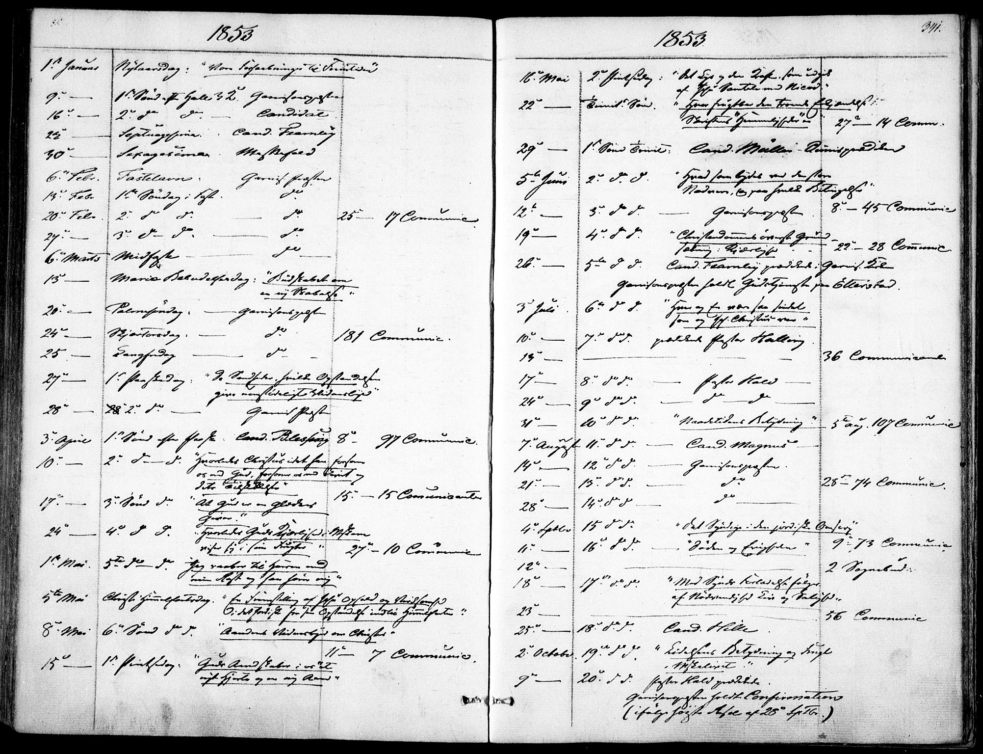 Garnisonsmenigheten Kirkebøker, AV/SAO-A-10846/F/Fa/L0009: Parish register (official) no. 9, 1842-1859, p. 341