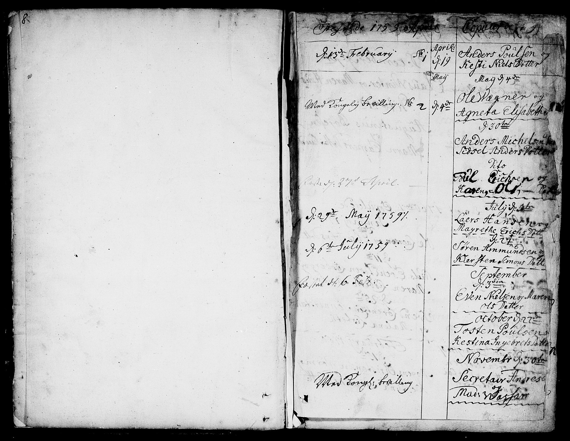 Bragernes kirkebøker, SAKO/A-6/F/Fa/L0005: Parish register (official) no. I 5, 1759-1781, p. 8-9