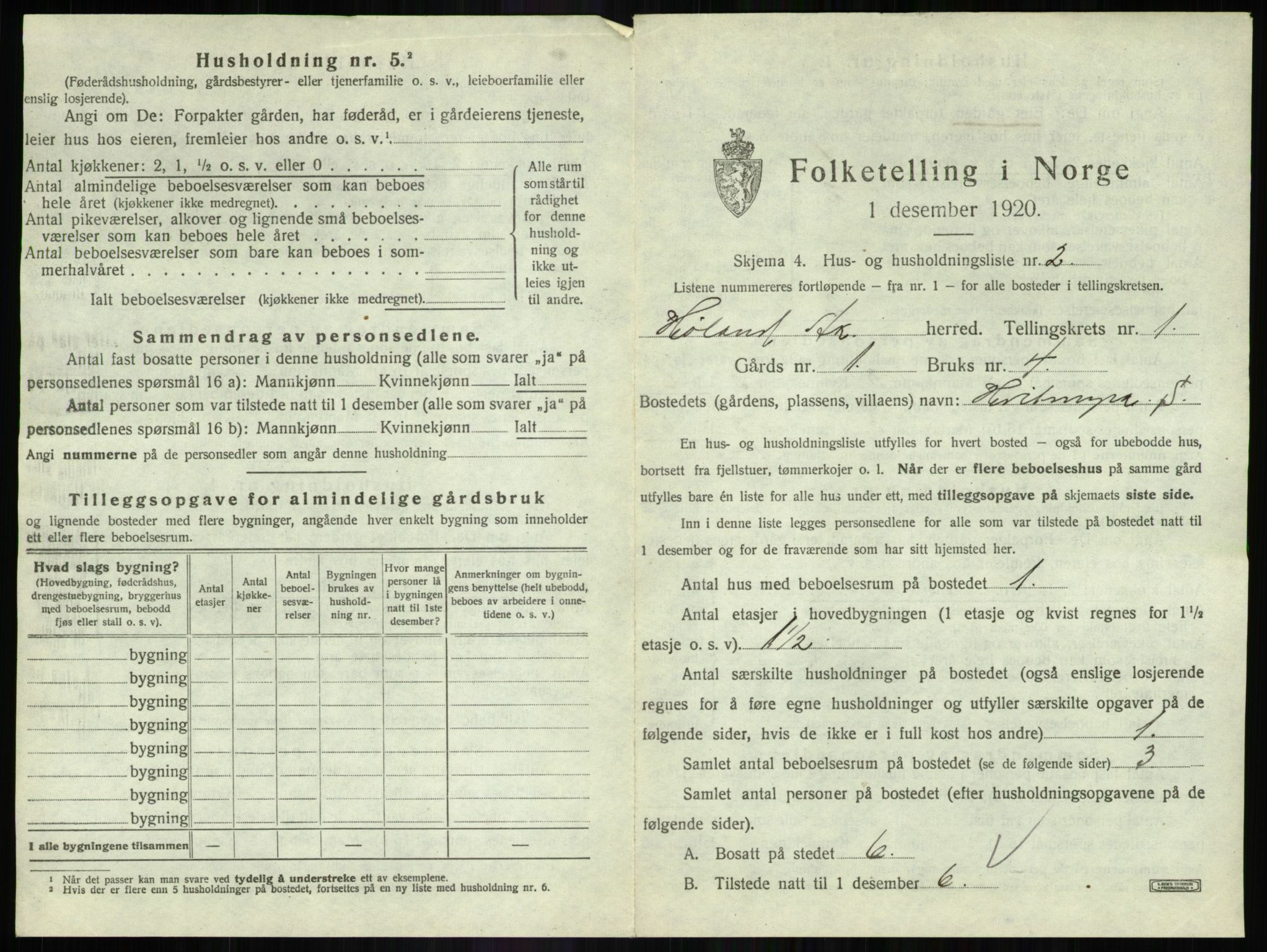 SAO, 1920 census for Høland, 1920, p. 65