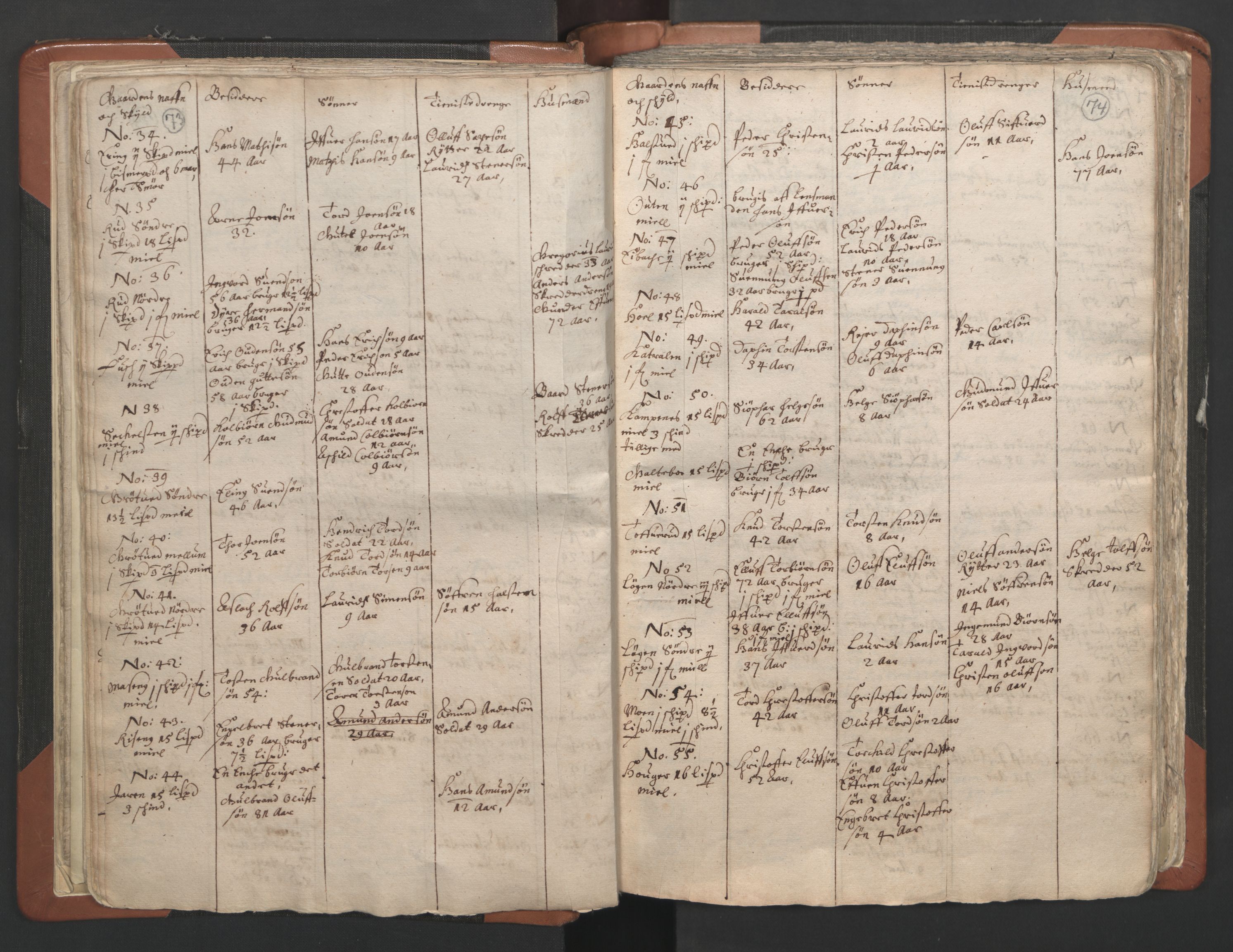 RA, Vicar's Census 1664-1666, no. 2: Øvre Borgesyssel deanery, 1664-1666, p. 73-74