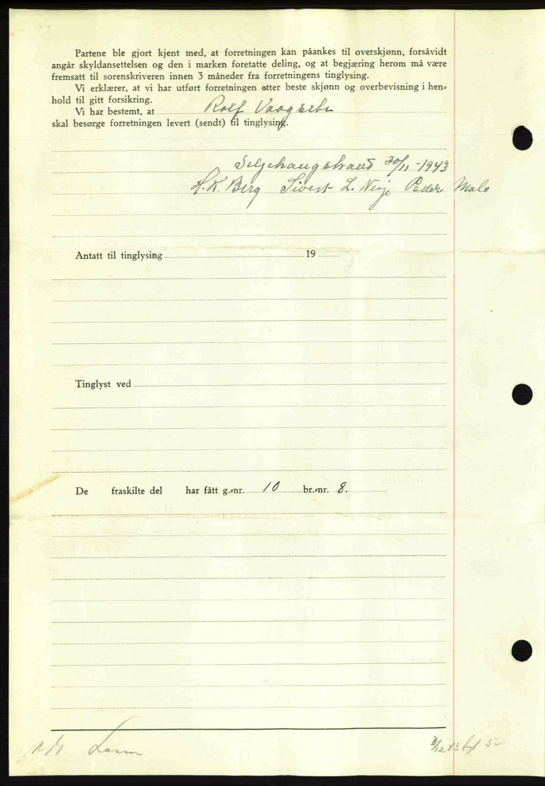 Romsdal sorenskriveri, AV/SAT-A-4149/1/2/2C: Mortgage book no. A15, 1943-1944, Diary no: : 2219/1943