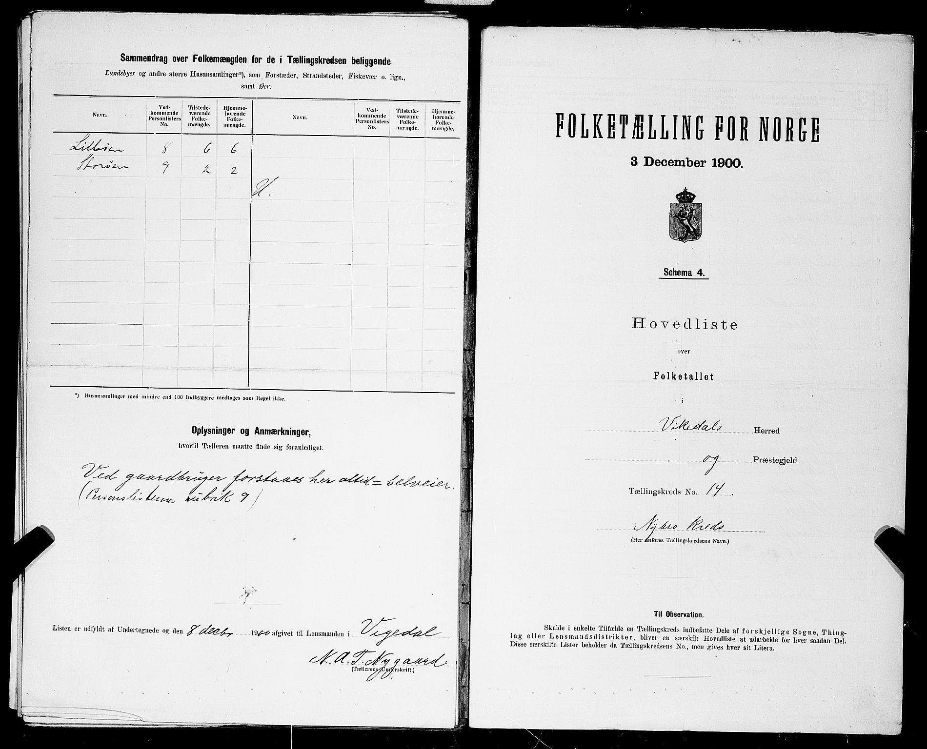 SAST, 1900 census for Vikedal, 1900, p. 50