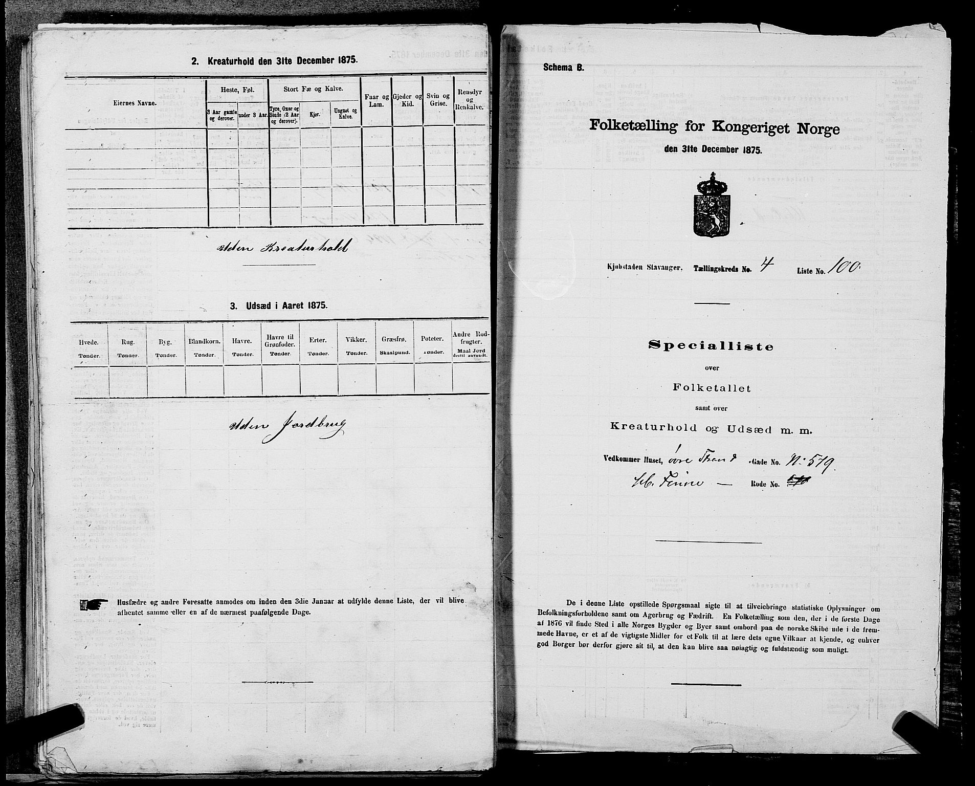 SAST, 1875 census for 1103 Stavanger, 1875, p. 858