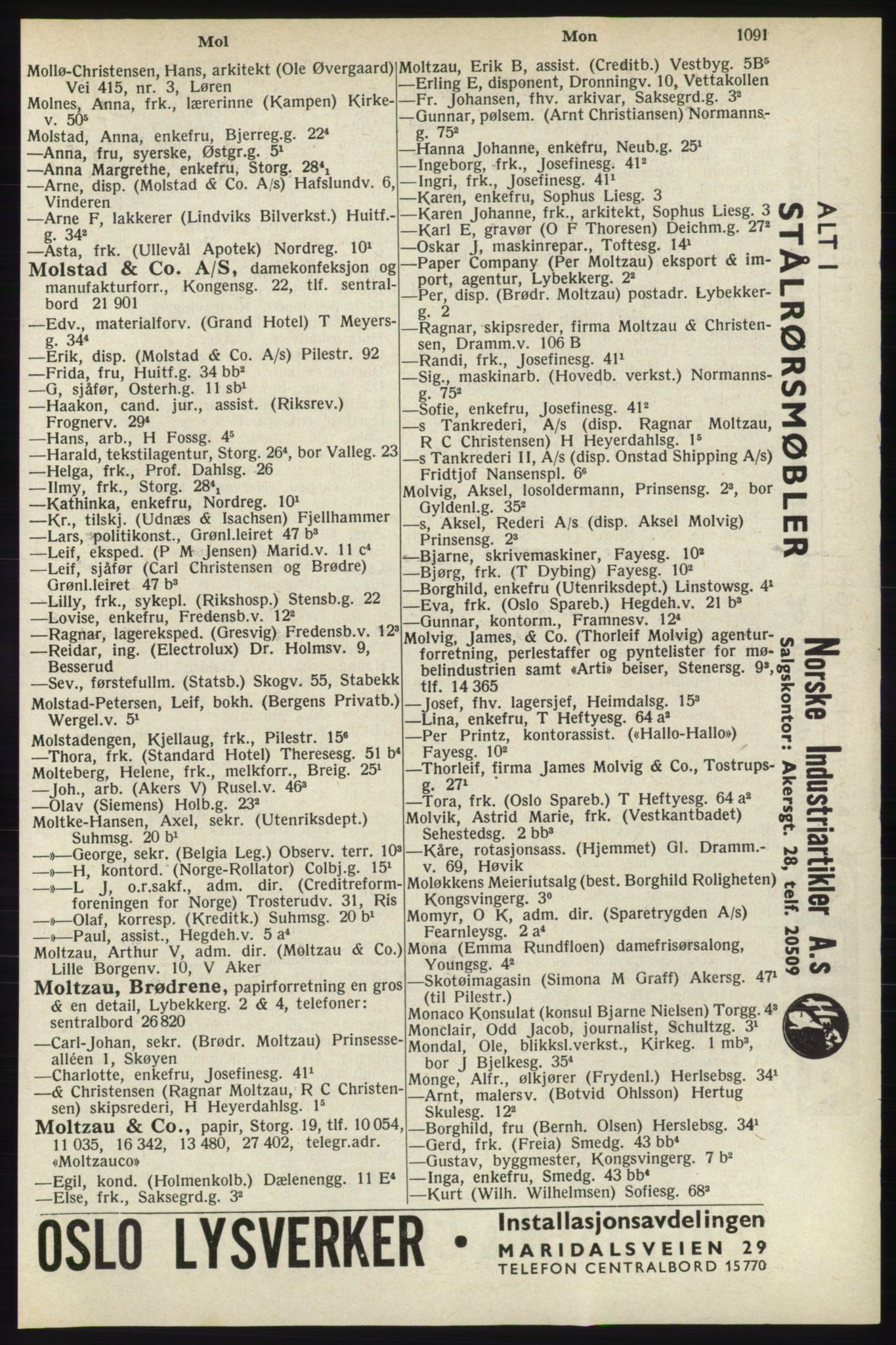 Kristiania/Oslo adressebok, PUBL/-, 1940, p. 1109
