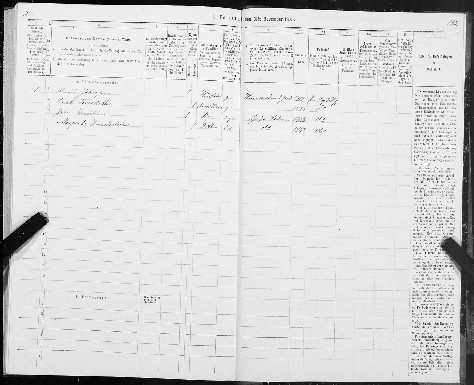 SAT, 1875 census for 1560P Tingvoll, 1875, p. 6193