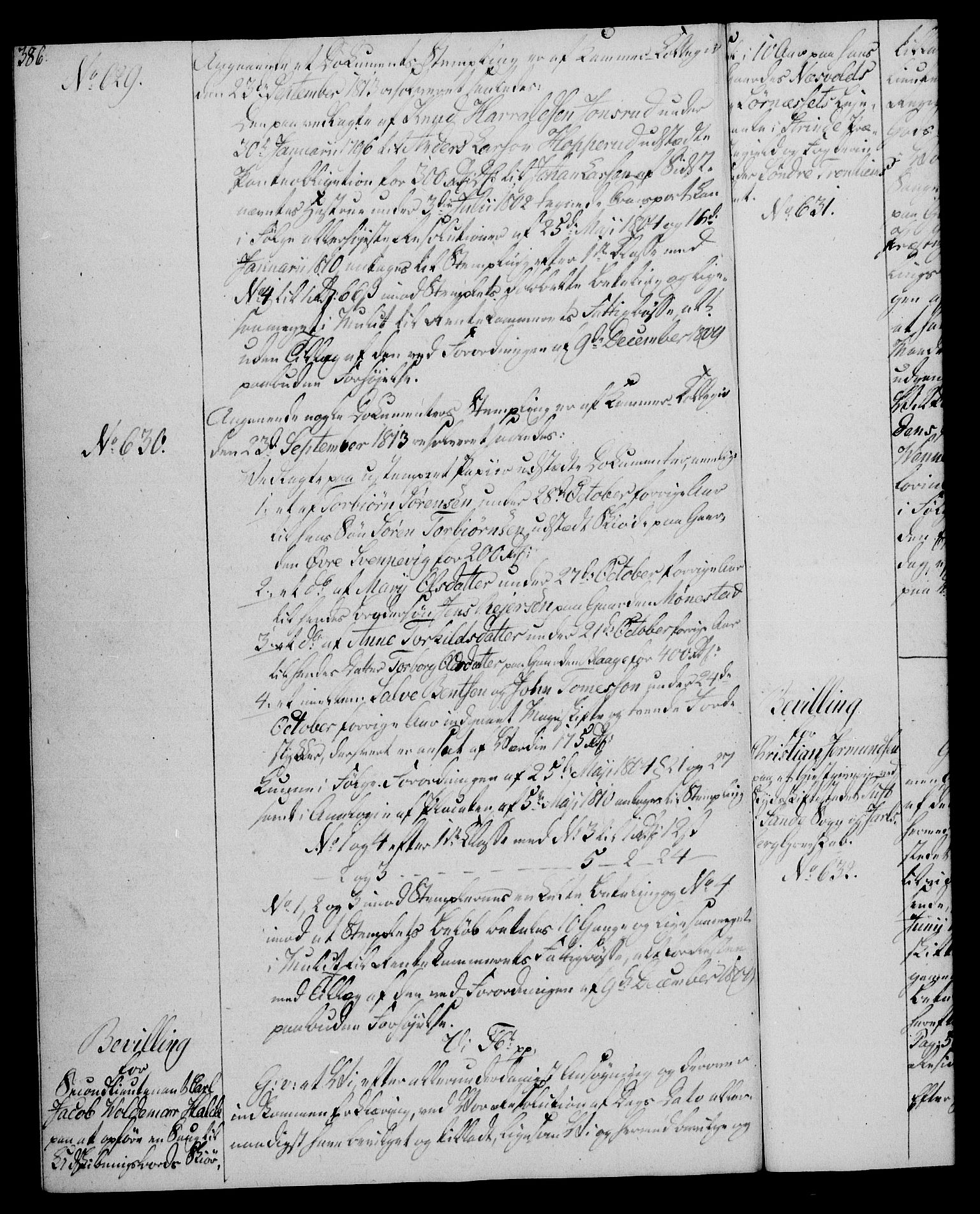 Rentekammeret, Kammerkanselliet, RA/EA-3111/G/Gg/Gga/L0020: Norsk ekspedisjonsprotokoll med register (merket RK 53.20), 1811-1814, p. 386