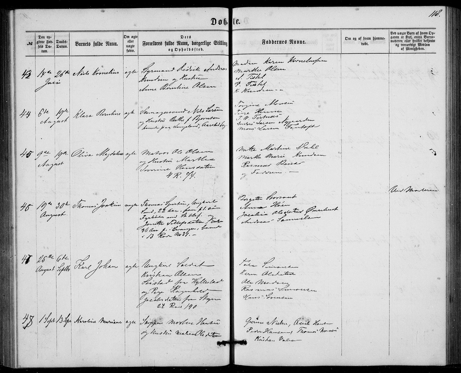 Fødselsstiftelsens sokneprestembete, ført av overlegen*, SAB/-: Parish register (official) no. A 1, 1863-1883, p. 118