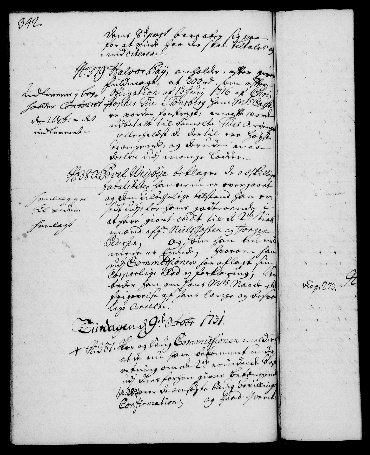 Rentekammeret, Kammerkanselliet, RA/EA-3111/G/Gh/Gha/L0013: Norsk ekstraktmemorialprotokoll (merket RK 53.58), 1731, p. 342