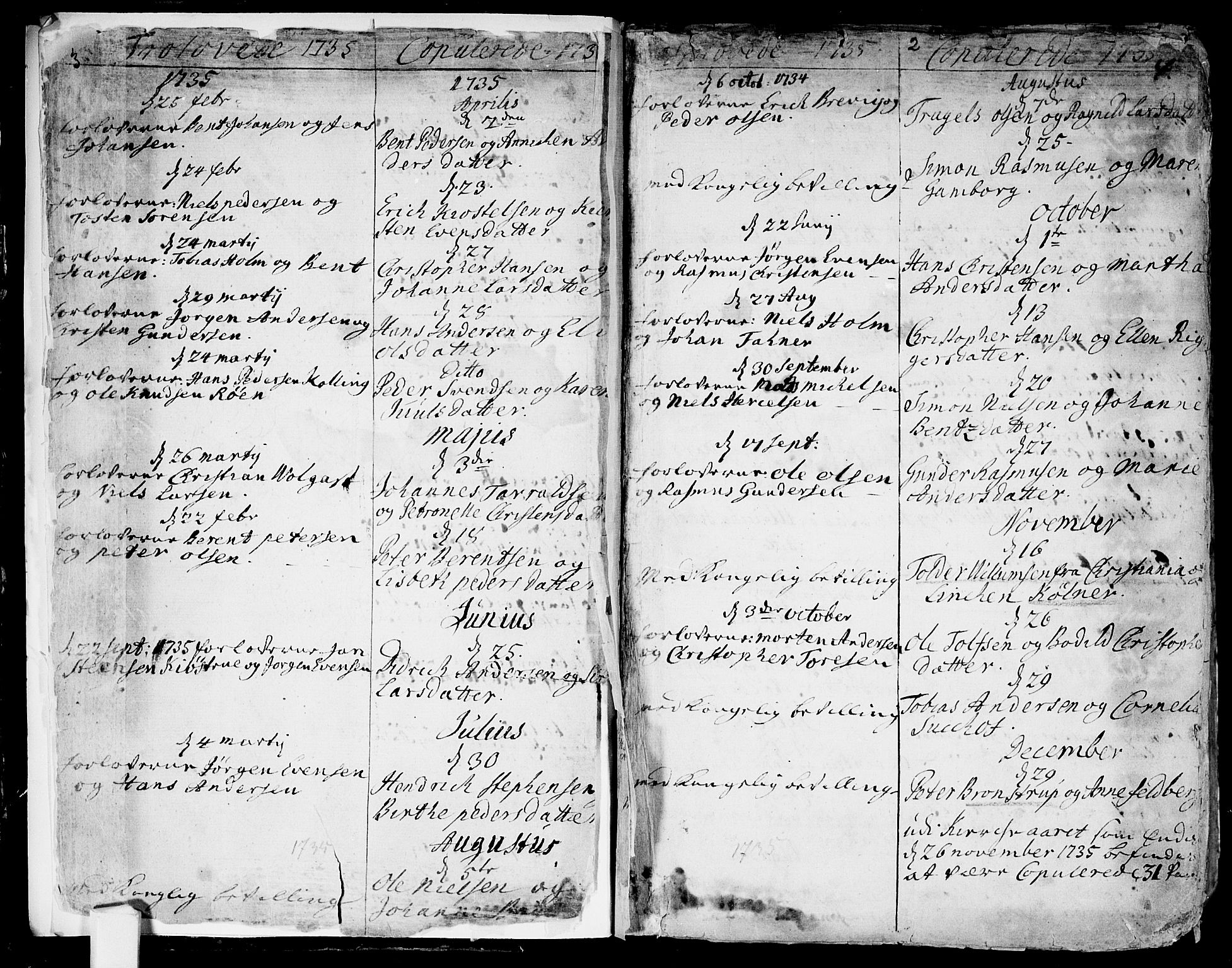 Bragernes kirkebøker, SAKO/A-6/F/Fa/L0004: Parish register (official) no. I 4, 1734-1759, p. 3-4