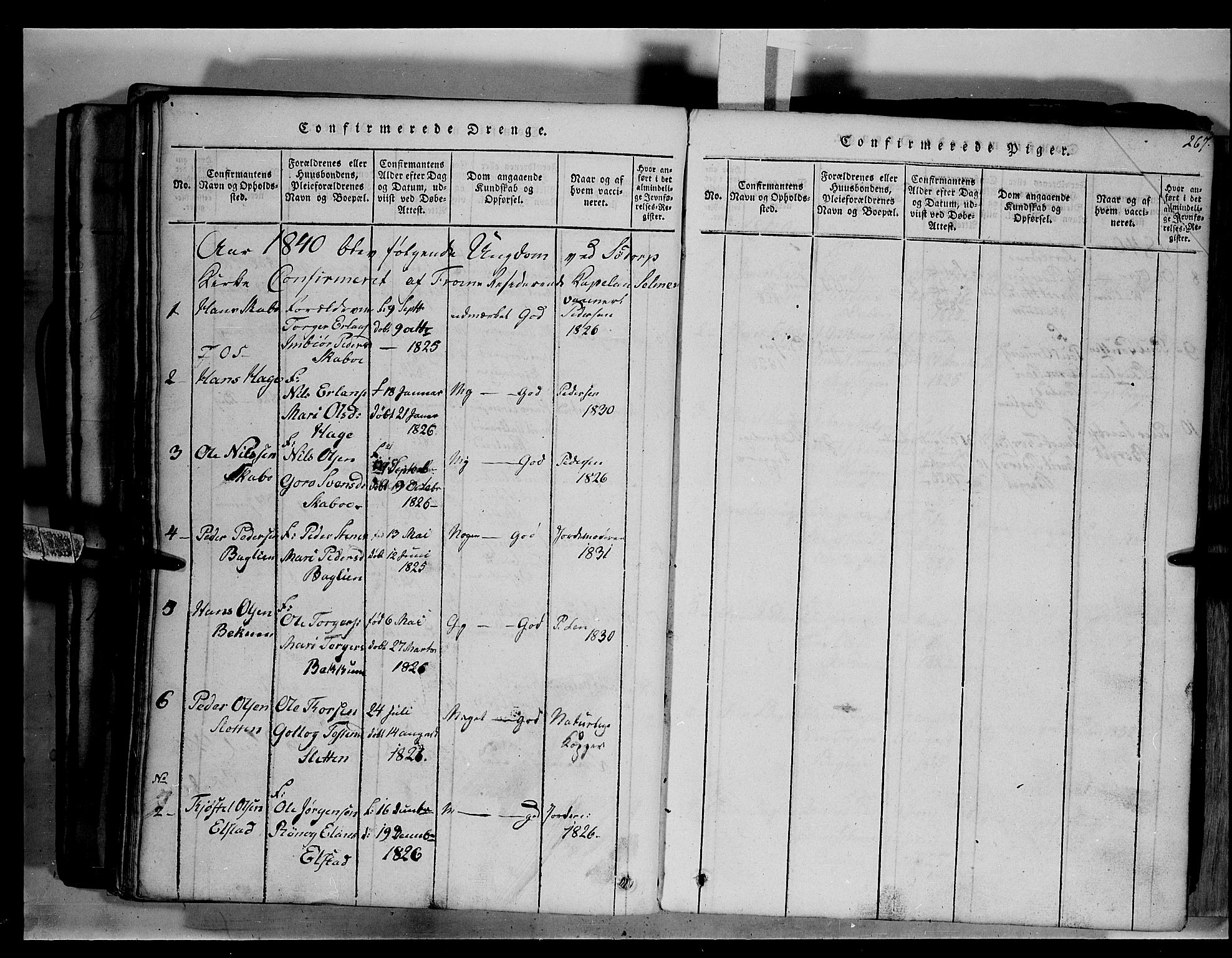 Fron prestekontor, SAH/PREST-078/H/Ha/Hab/L0003: Parish register (copy) no. 3, 1816-1850, p. 267a