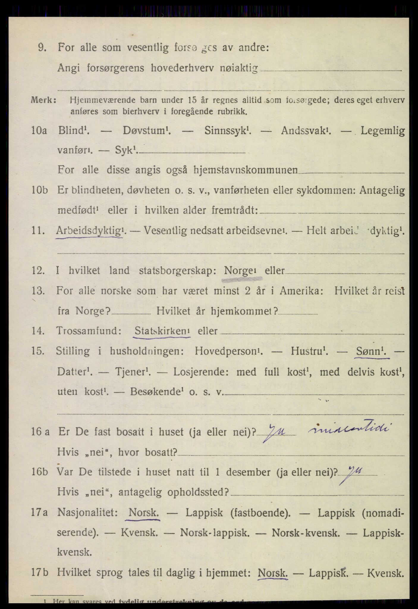 SAT, 1920 census for Tjøtta, 1920, p. 2112