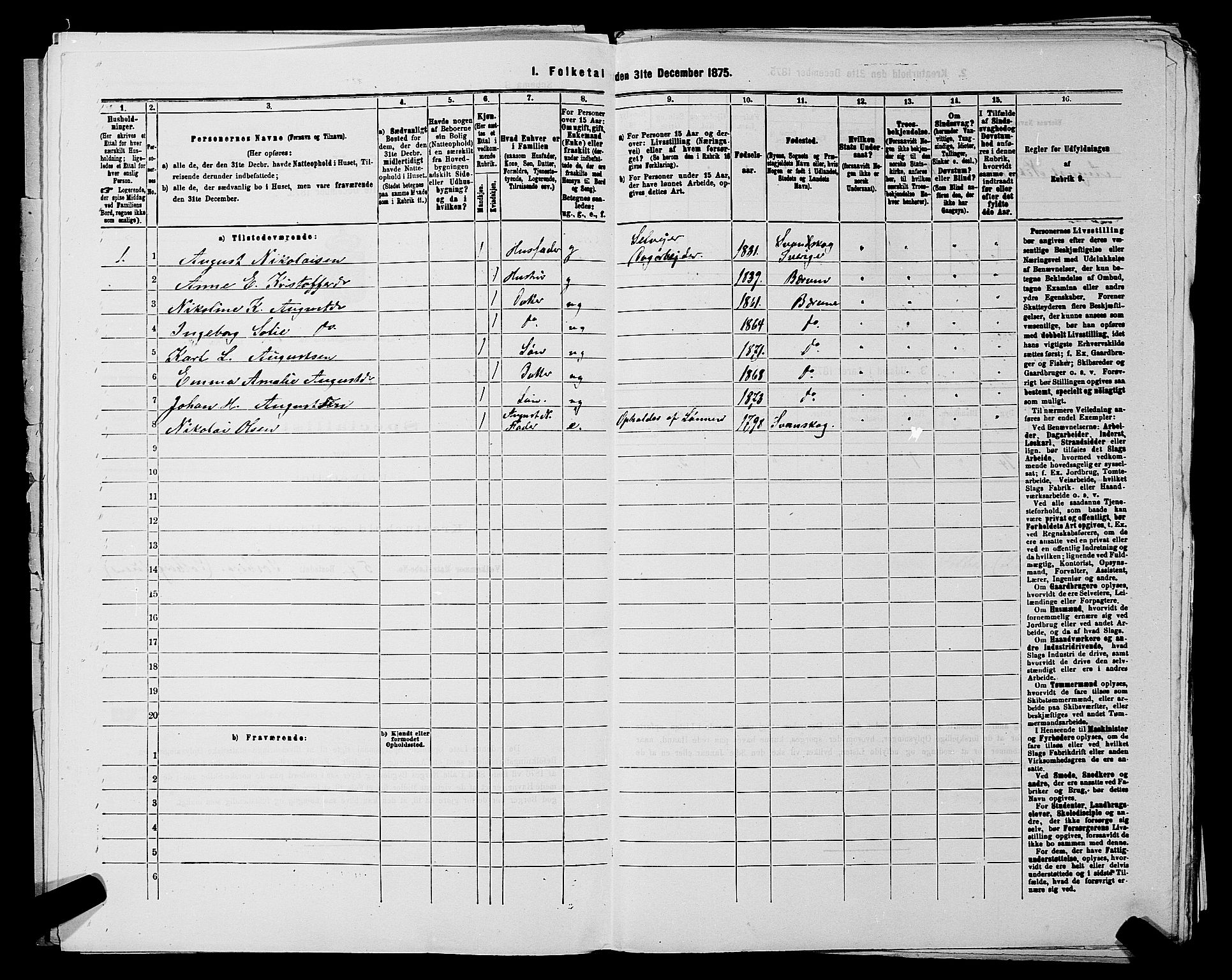 RA, 1875 census for 0220P Asker, 1875, p. 1164