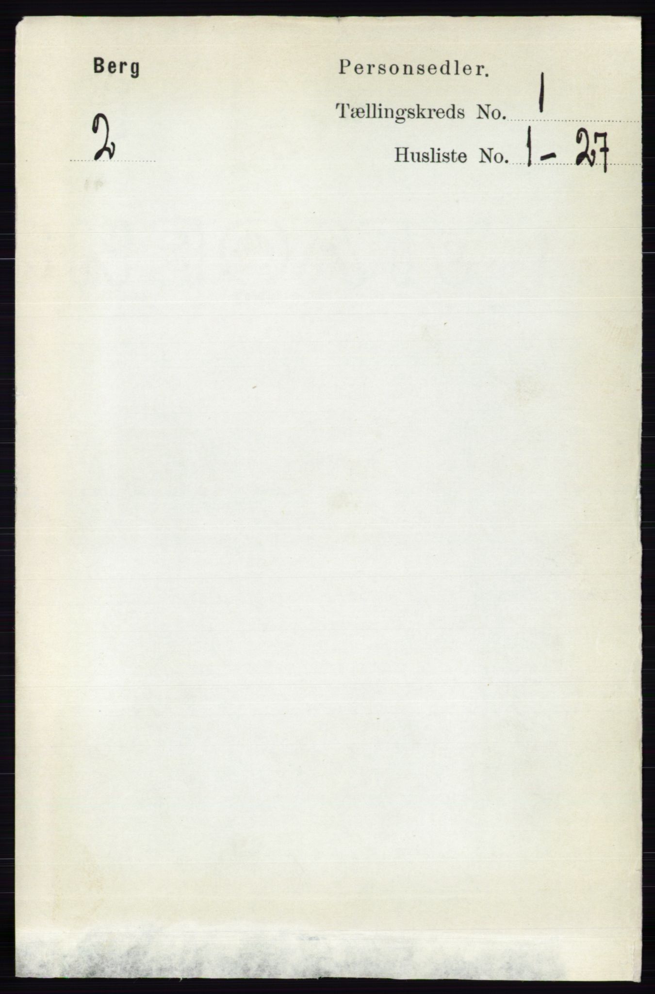RA, 1891 census for 0116 Berg, 1891, p. 157
