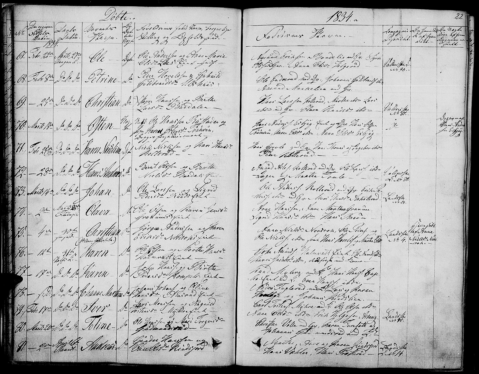 Land prestekontor, AV/SAH-PREST-120/H/Ha/Haa/L0008: Parish register (official) no. 8, 1830-1846, p. 22