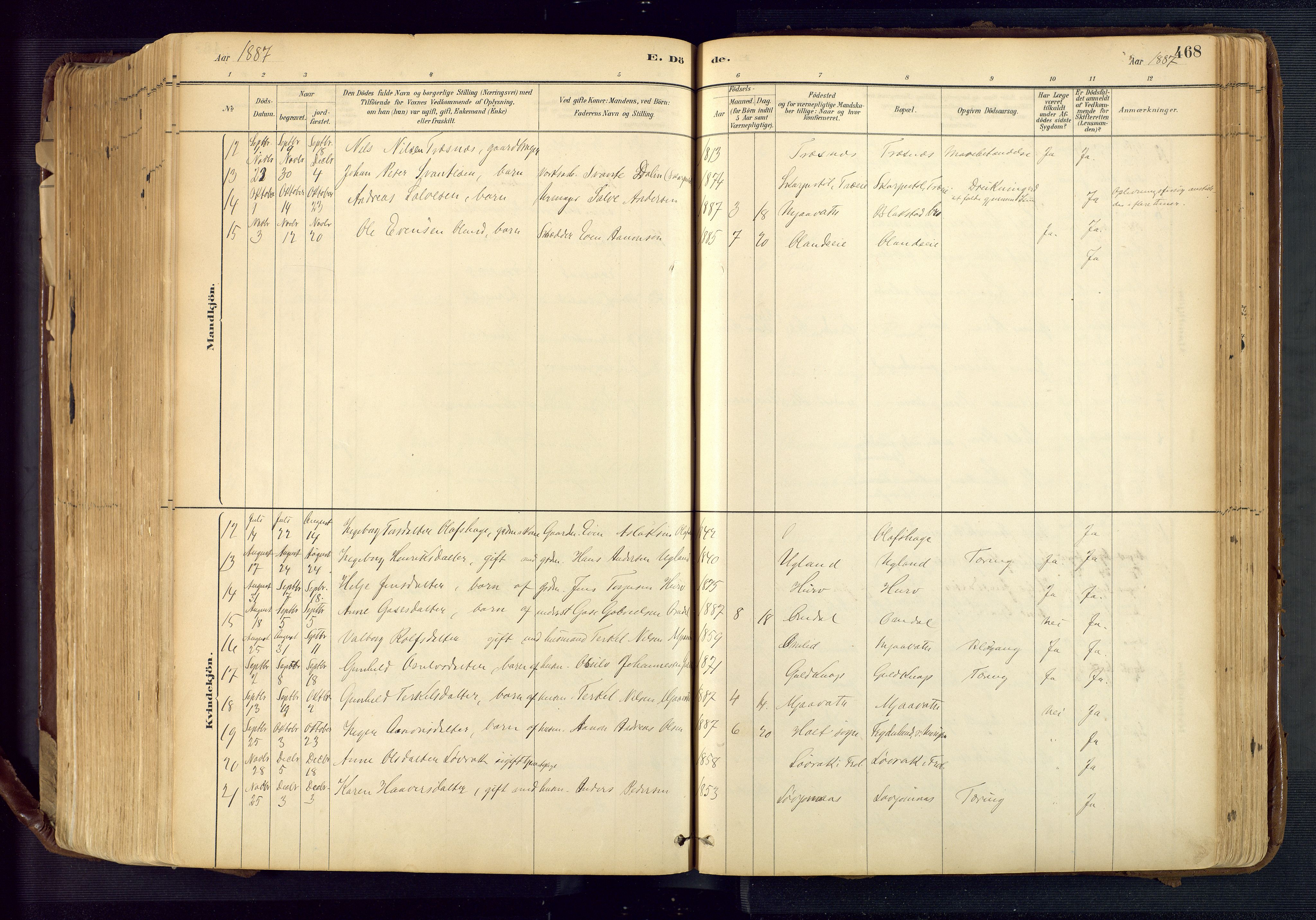 Froland sokneprestkontor, AV/SAK-1111-0013/F/Fa/L0005: Parish register (official) no. A 5, 1882-1921, p. 468