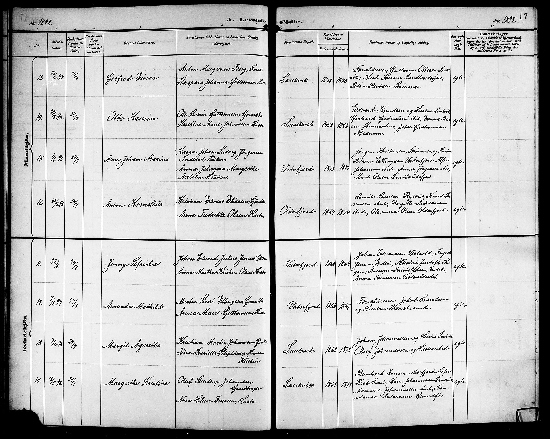 Ministerialprotokoller, klokkerbøker og fødselsregistre - Nordland, AV/SAT-A-1459/876/L1105: Parish register (copy) no. 876C04, 1896-1914, p. 17