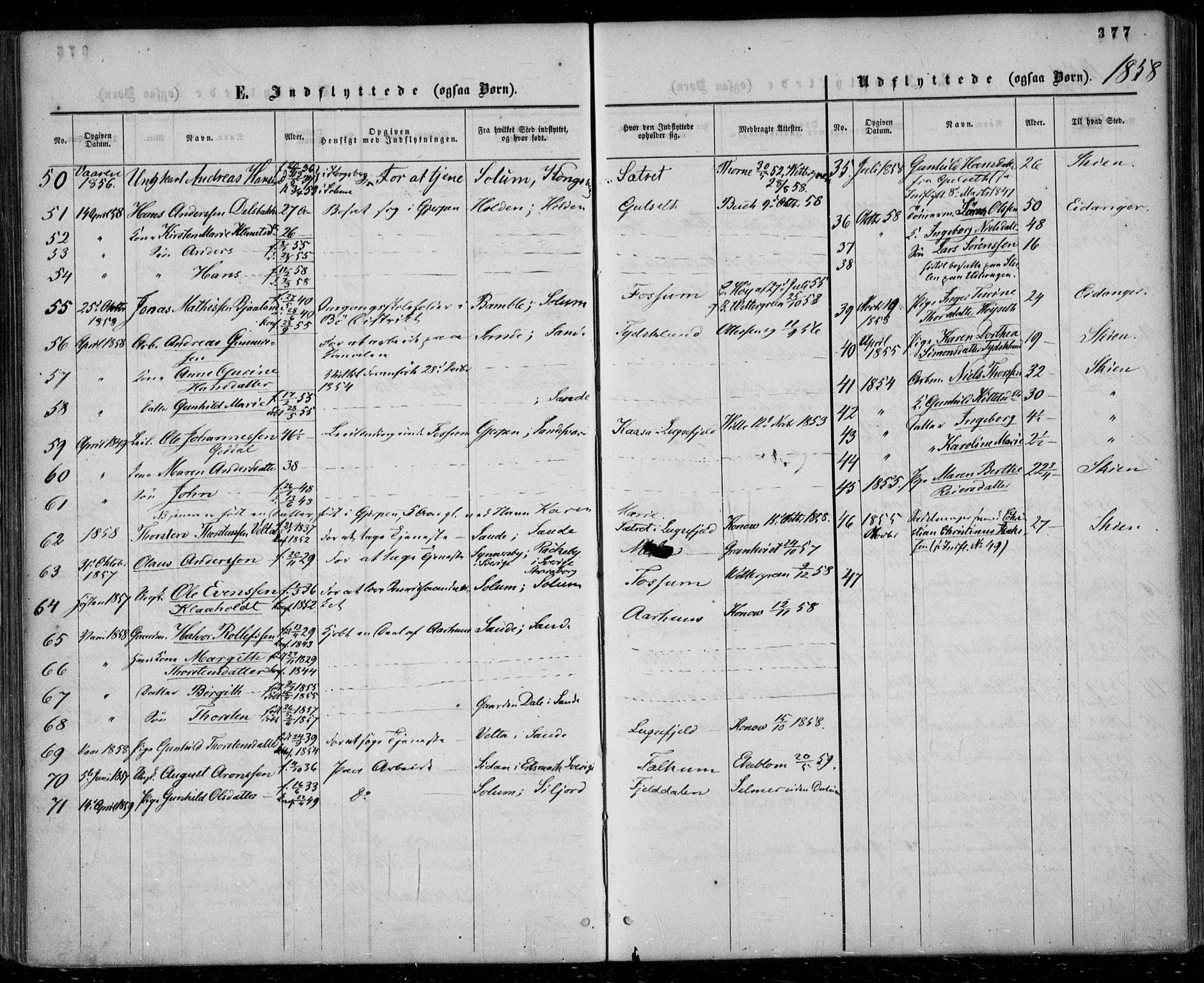 Gjerpen kirkebøker, SAKO/A-265/F/Fa/L0008b: Parish register (official) no. I 8B, 1857-1871, p. 377