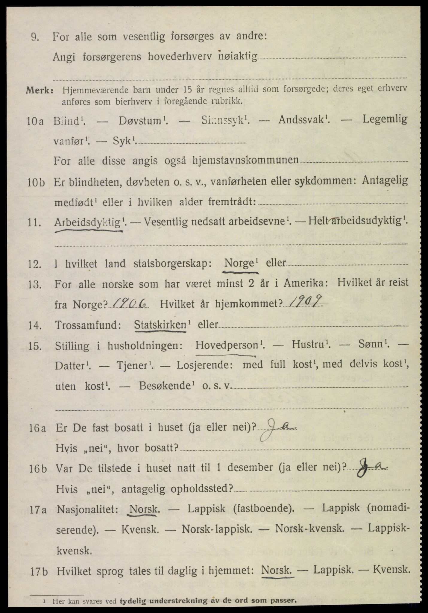 SAT, 1920 census for Åsen, 1920, p. 4261