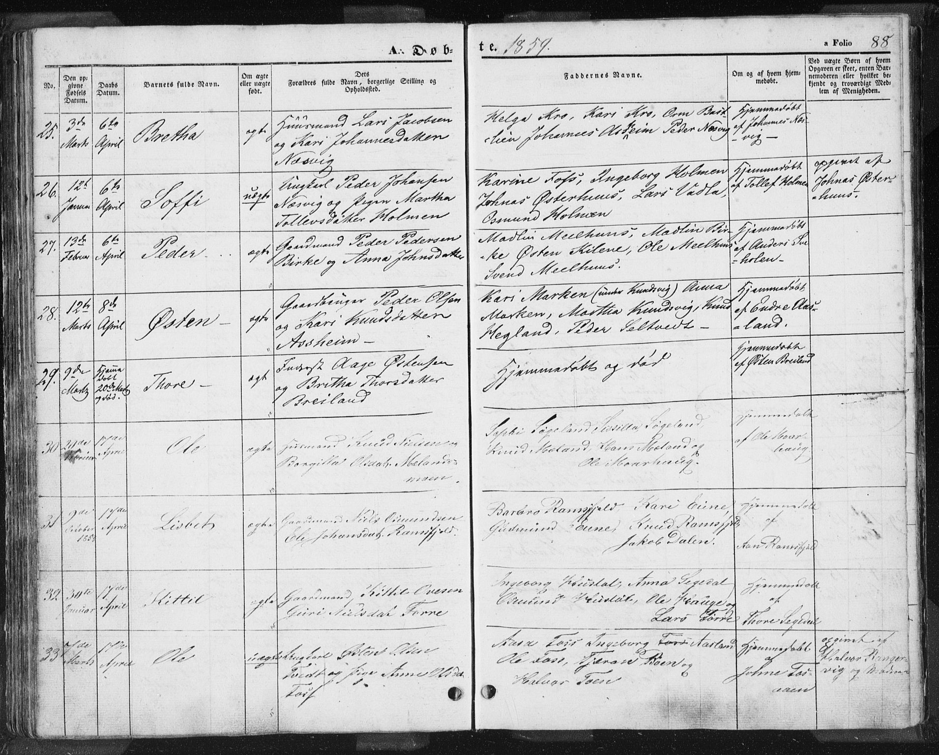 Hjelmeland sokneprestkontor, AV/SAST-A-101843/01/IV/L0009: Parish register (official) no. A 9, 1846-1860, p. 88