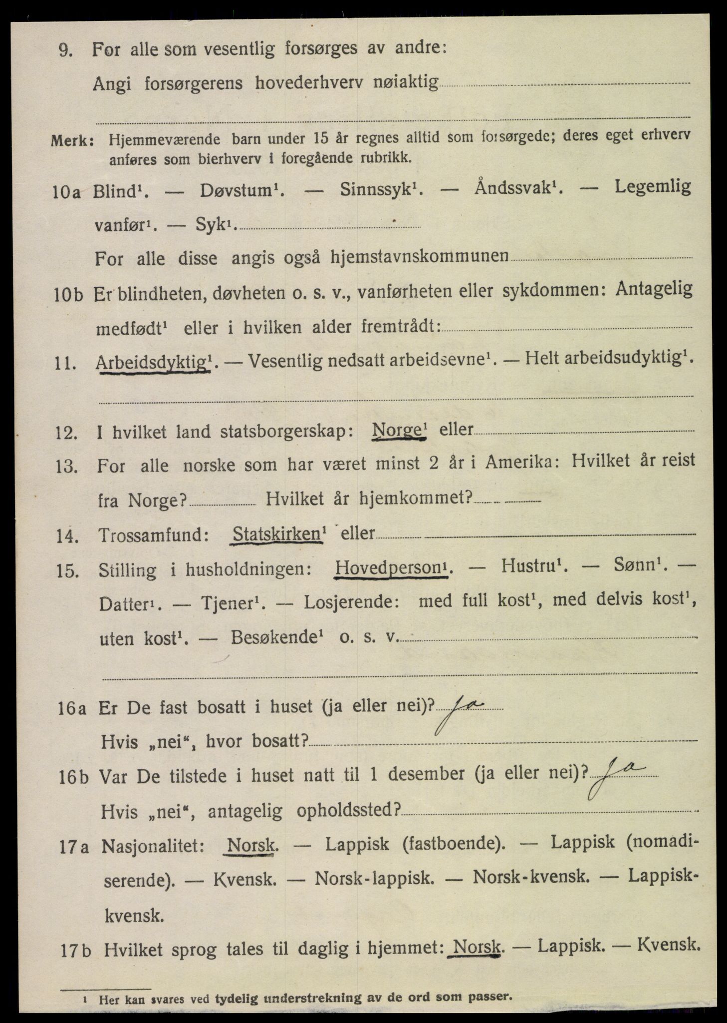 SAT, 1920 census for Sparbu, 1920, p. 6190