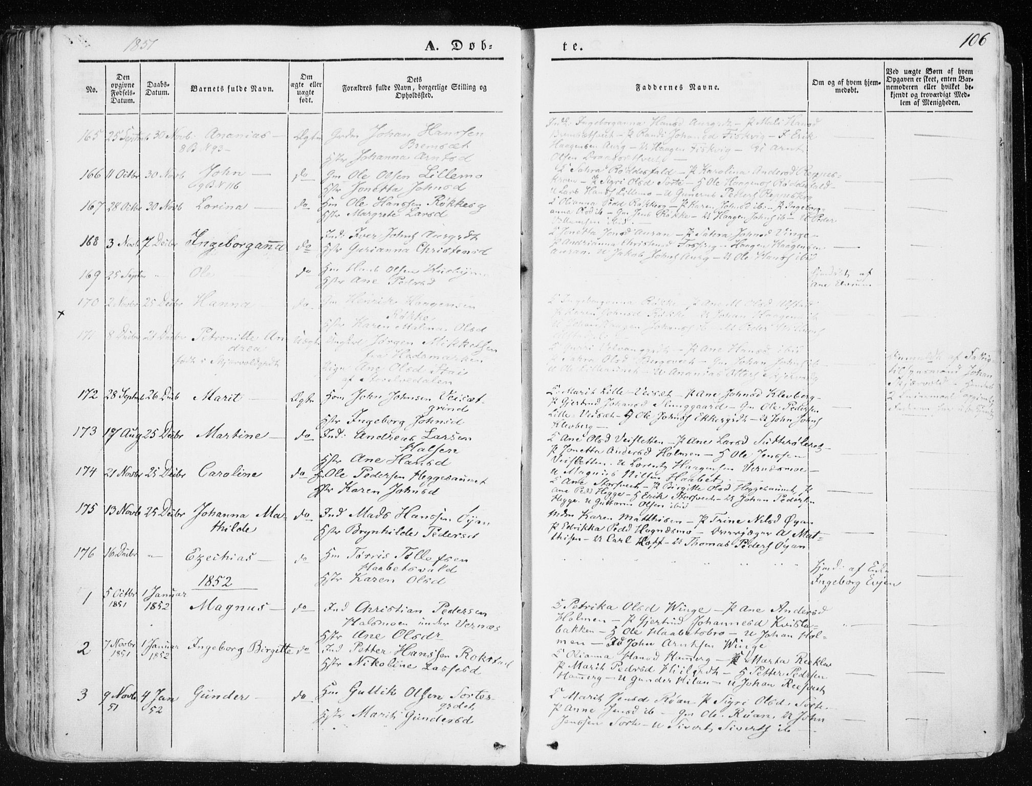 Ministerialprotokoller, klokkerbøker og fødselsregistre - Nord-Trøndelag, AV/SAT-A-1458/709/L0074: Parish register (official) no. 709A14, 1845-1858, p. 106