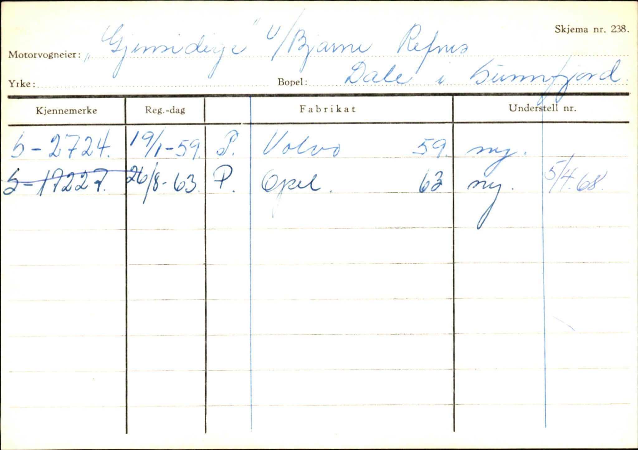 Statens vegvesen, Sogn og Fjordane vegkontor, AV/SAB-A-5301/4/F/L0125: Eigarregister Sogndal V-Å. Aurland A-Å. Fjaler A-N, 1945-1975, p. 1755