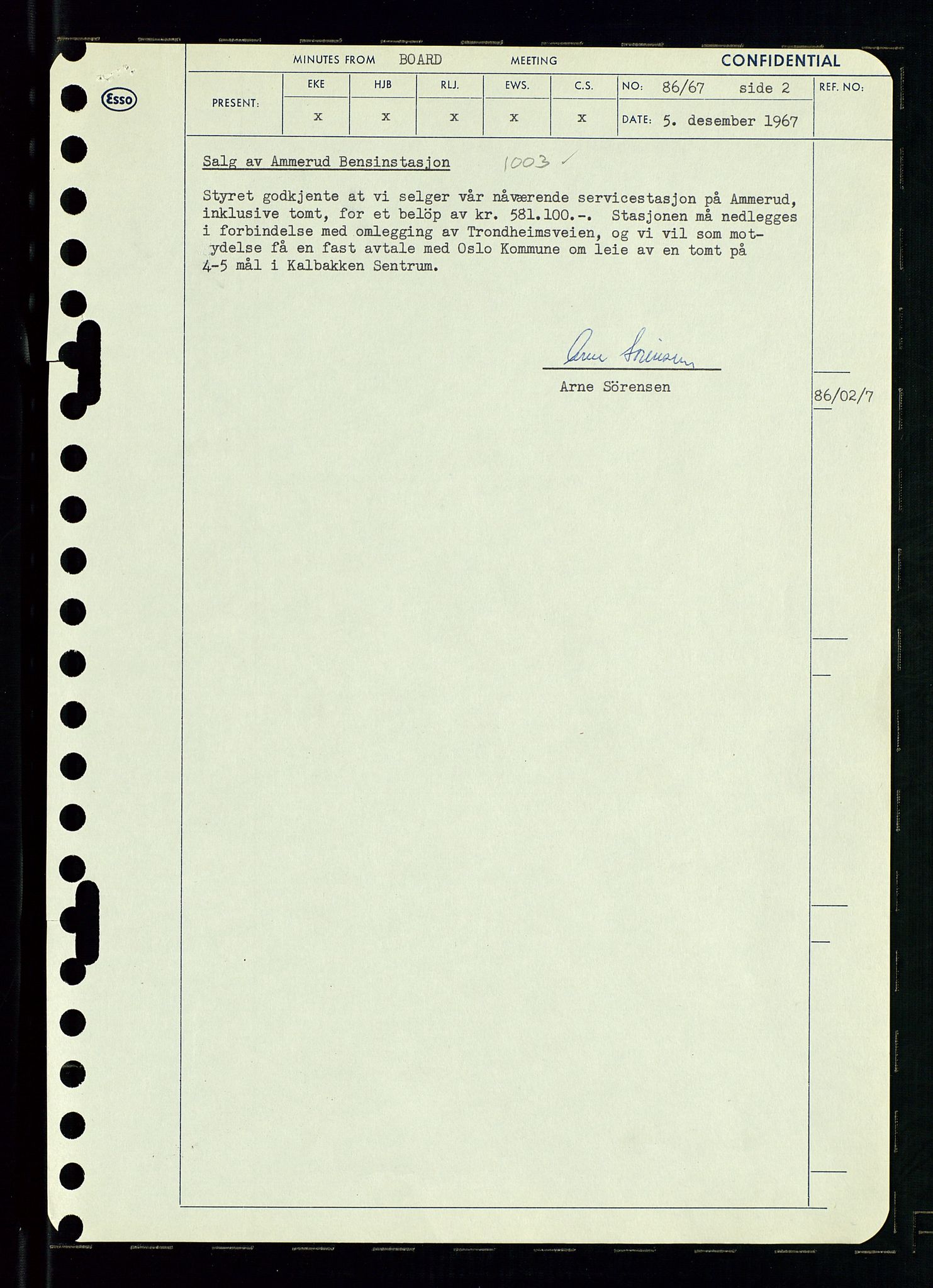 Pa 0982 - Esso Norge A/S, AV/SAST-A-100448/A/Aa/L0002/0003: Den administrerende direksjon Board minutes (styrereferater) / Den administrerende direksjon Board minutes (styrereferater), 1967, p. 175